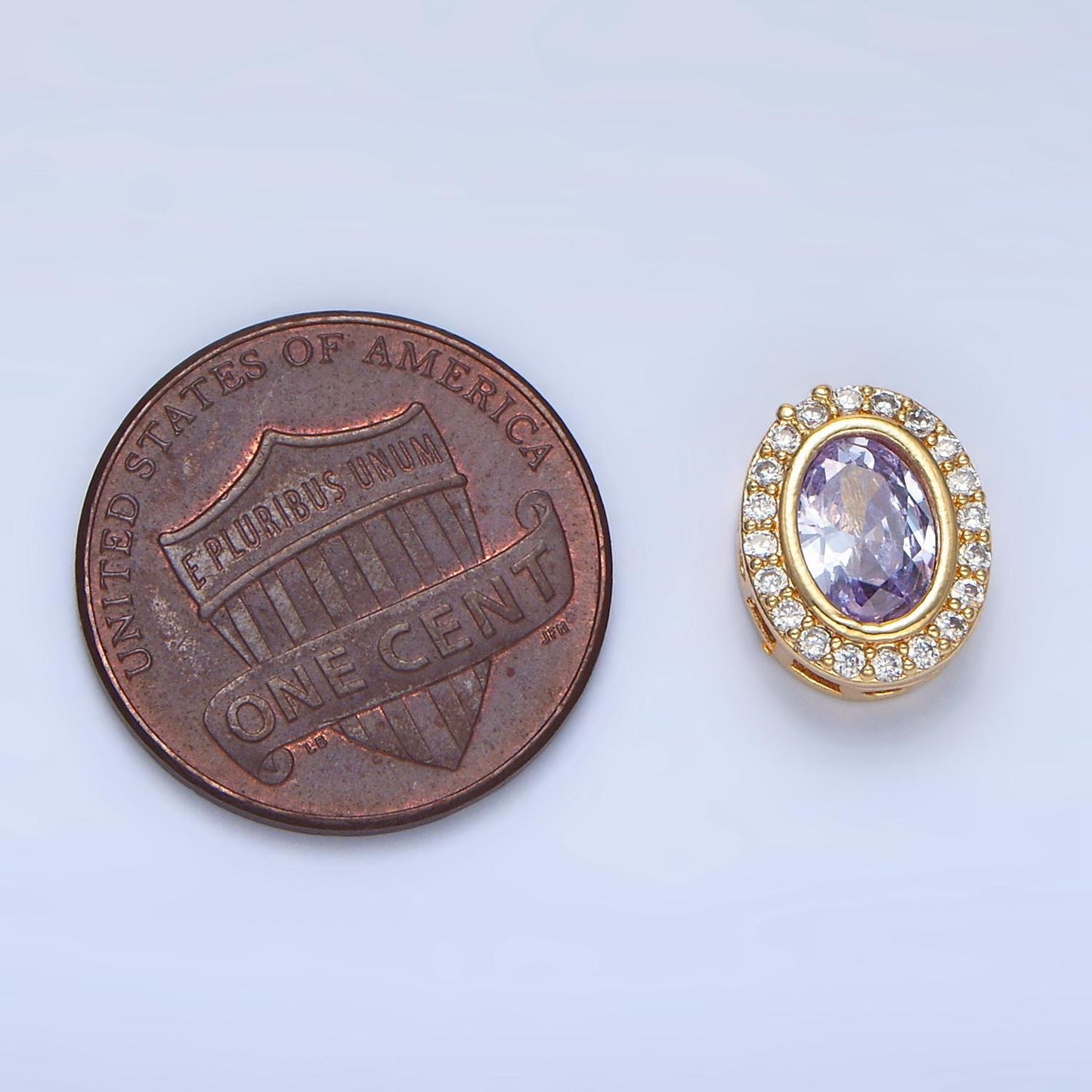 Clear, purple, pink cz micro paved oval 24k gold filled bead spacer | b-169 - b-170