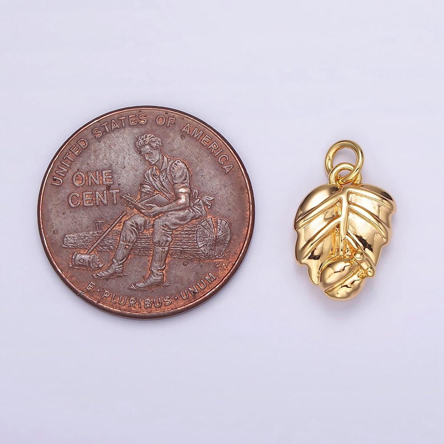 14k gold filled ladybug palm leaf add-on charm | n-1768
