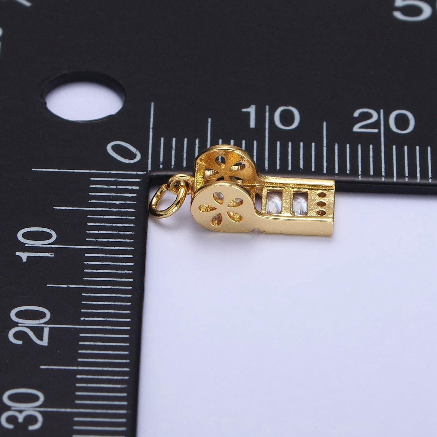 24k gold filled clear baguette whistle flower add-on charm in gold & silver