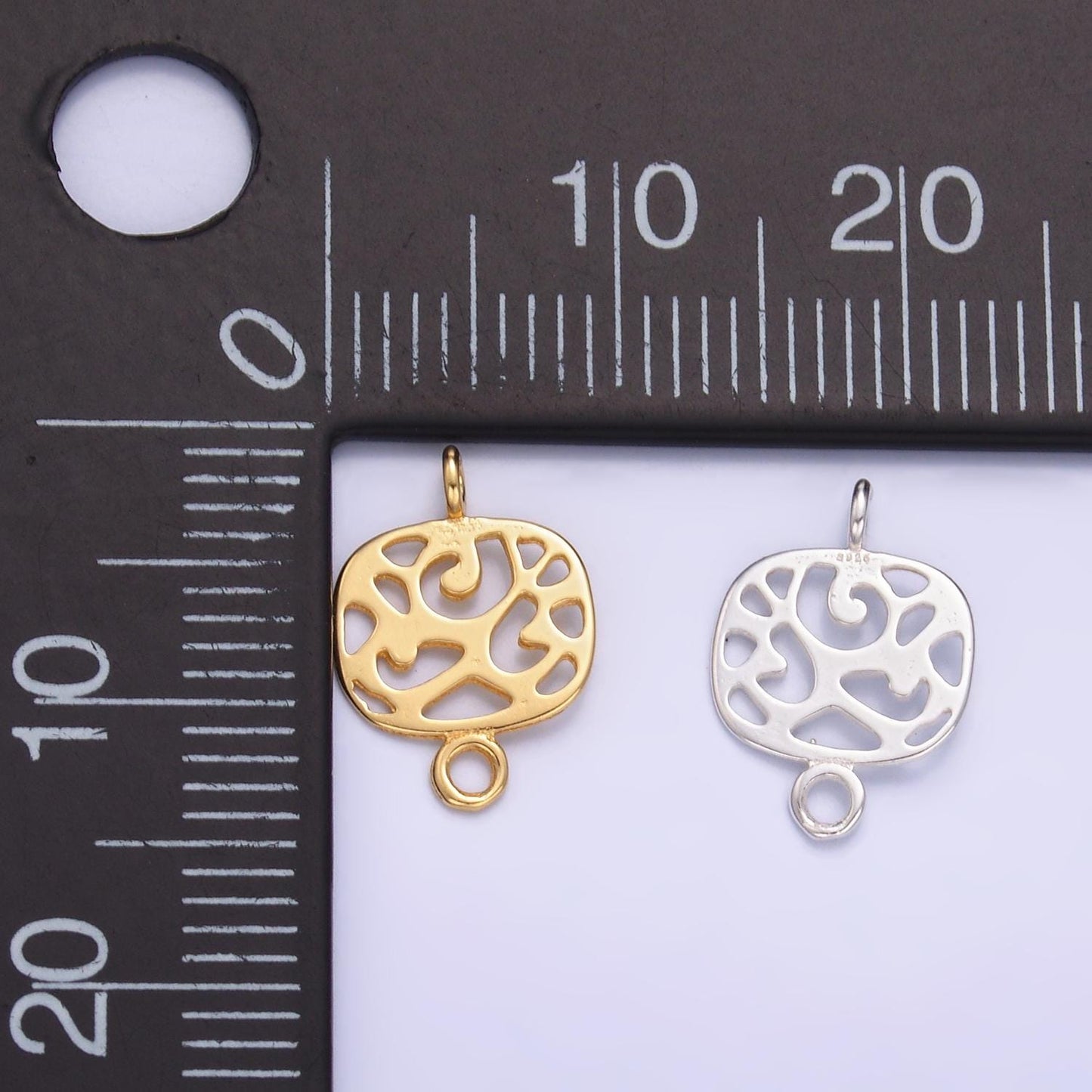 Sterling Silver S925 Mini Square Leopard Charm Connector Gold Vermeil Animal Cheetah Pattern Link Connector for bracelet | SL-618