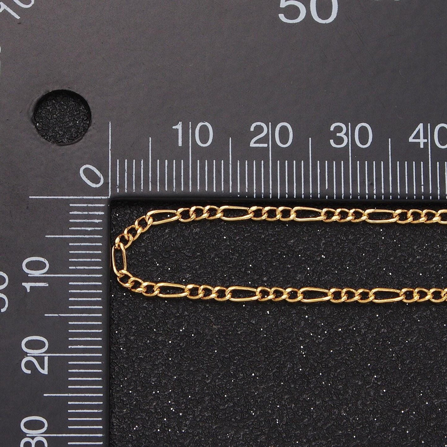 24k gold filled unfinished figaro gold & silver chain, dainty 2mm width wholesale bulk jewelry making chain by yard | roll-980, roll-981