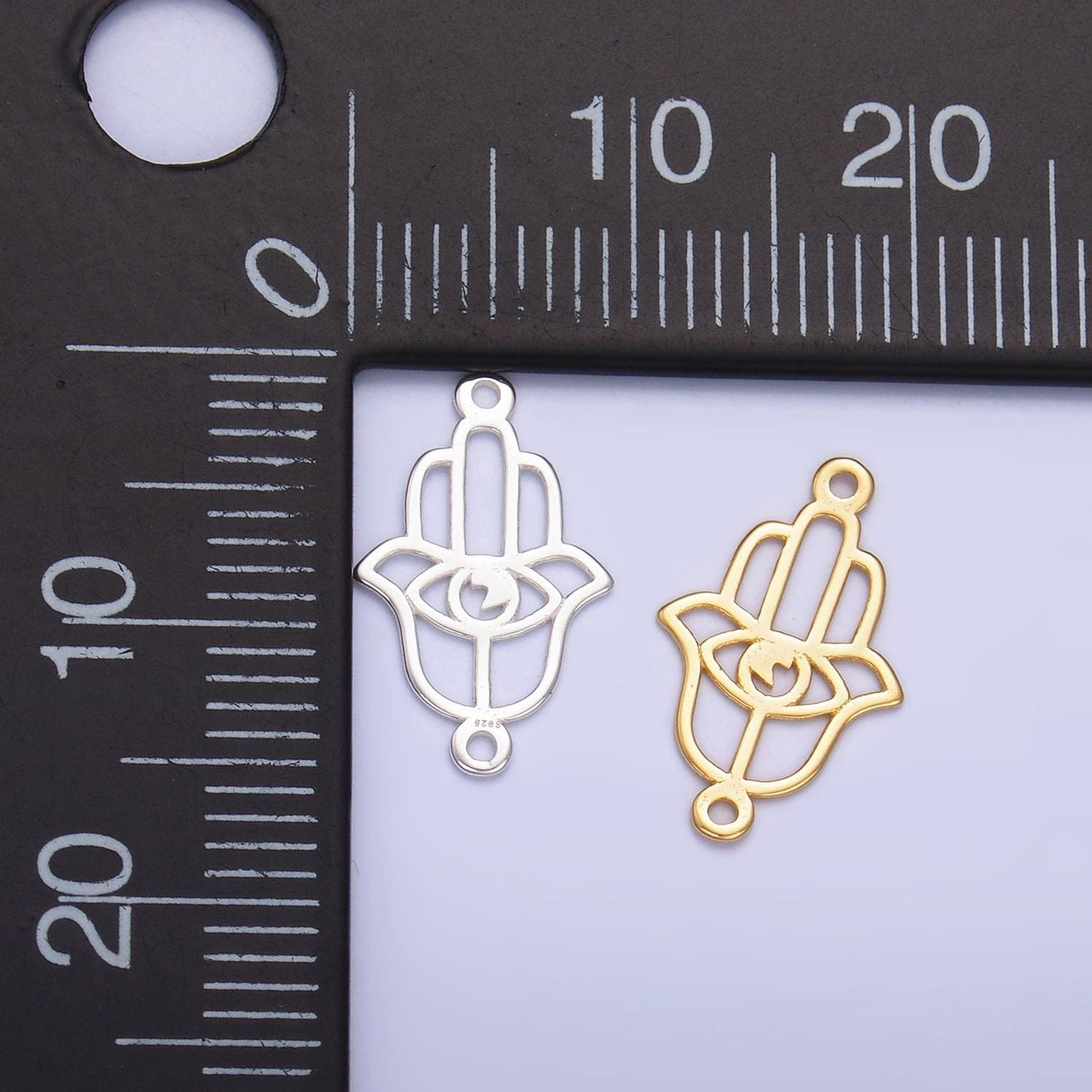 S925 Sterling Silver Open hamsa hand charm connector for bracelet necklace component Gold Vermeil Fatimah Hand Charm SL-620