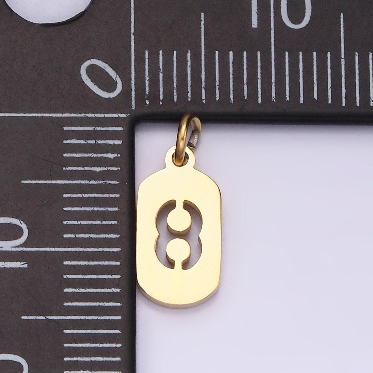 Laser cut gold stainless steel number 0-9 open script mini military tag add-on charm for necklace bracelet lucky number | p591 - p601