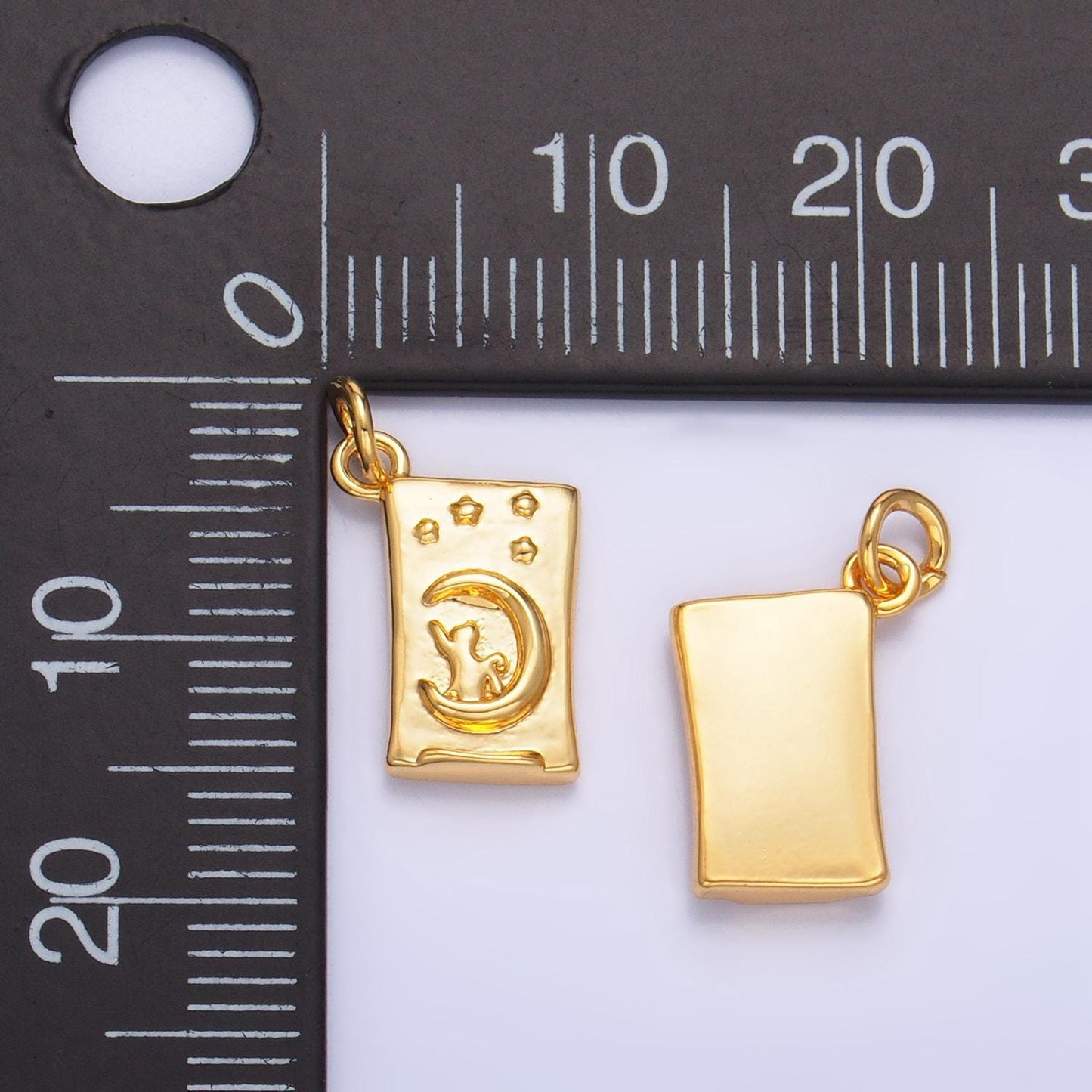Mini gold tag star cat charm for bracelet necklace luna moon pet charm for cat lady woman gift idea jewelry making supply w043