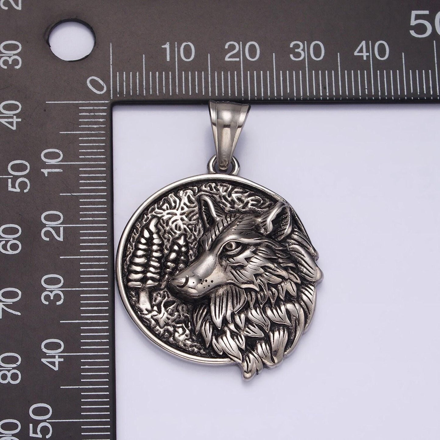 3d stainless steel wolf pendant mountain wolf forest animal charm men jewelry | p827