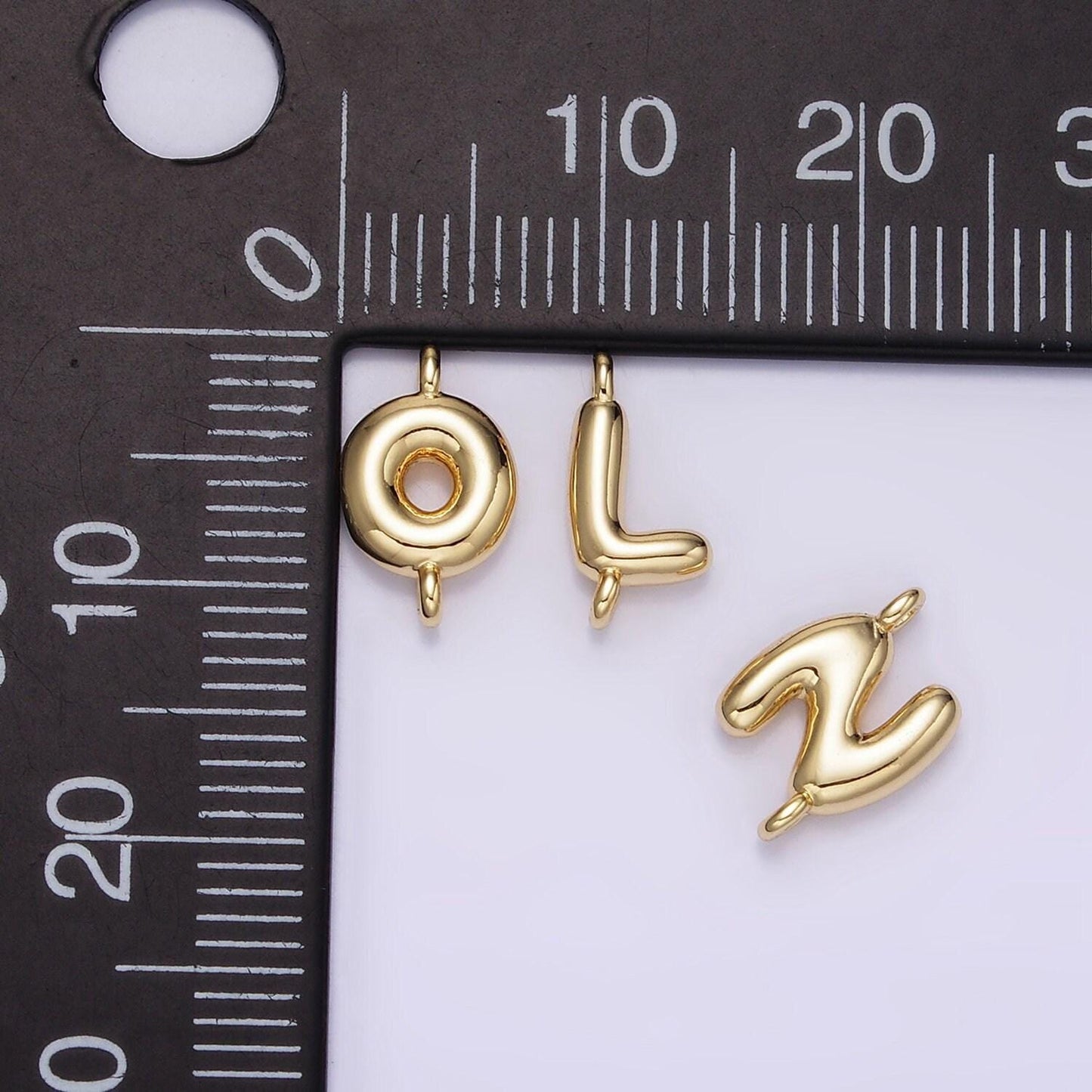 Mini gold filled bubble alphabet a-z charm connectors for bracelet necklace jewelry making supply | a1539-a1551