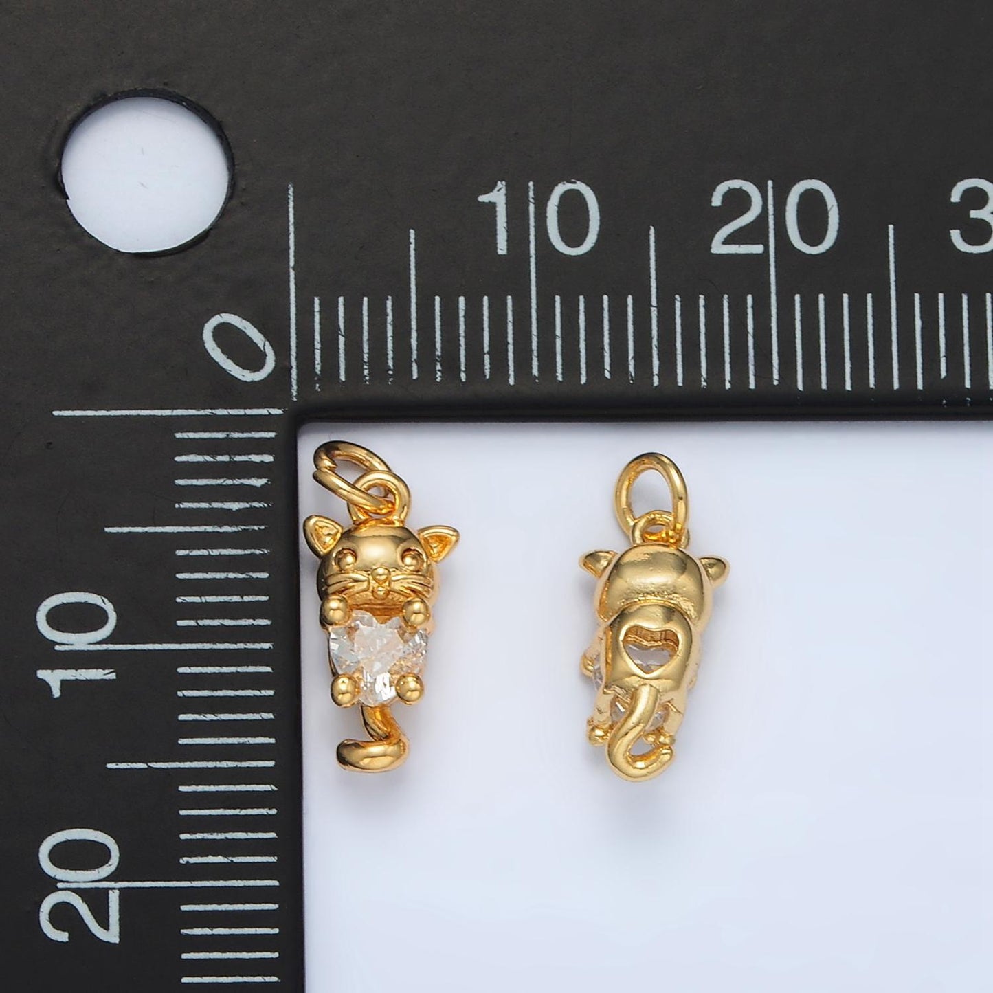 Mini gold cat charm small kitten charm animal charms 24k gold filled findings ac159