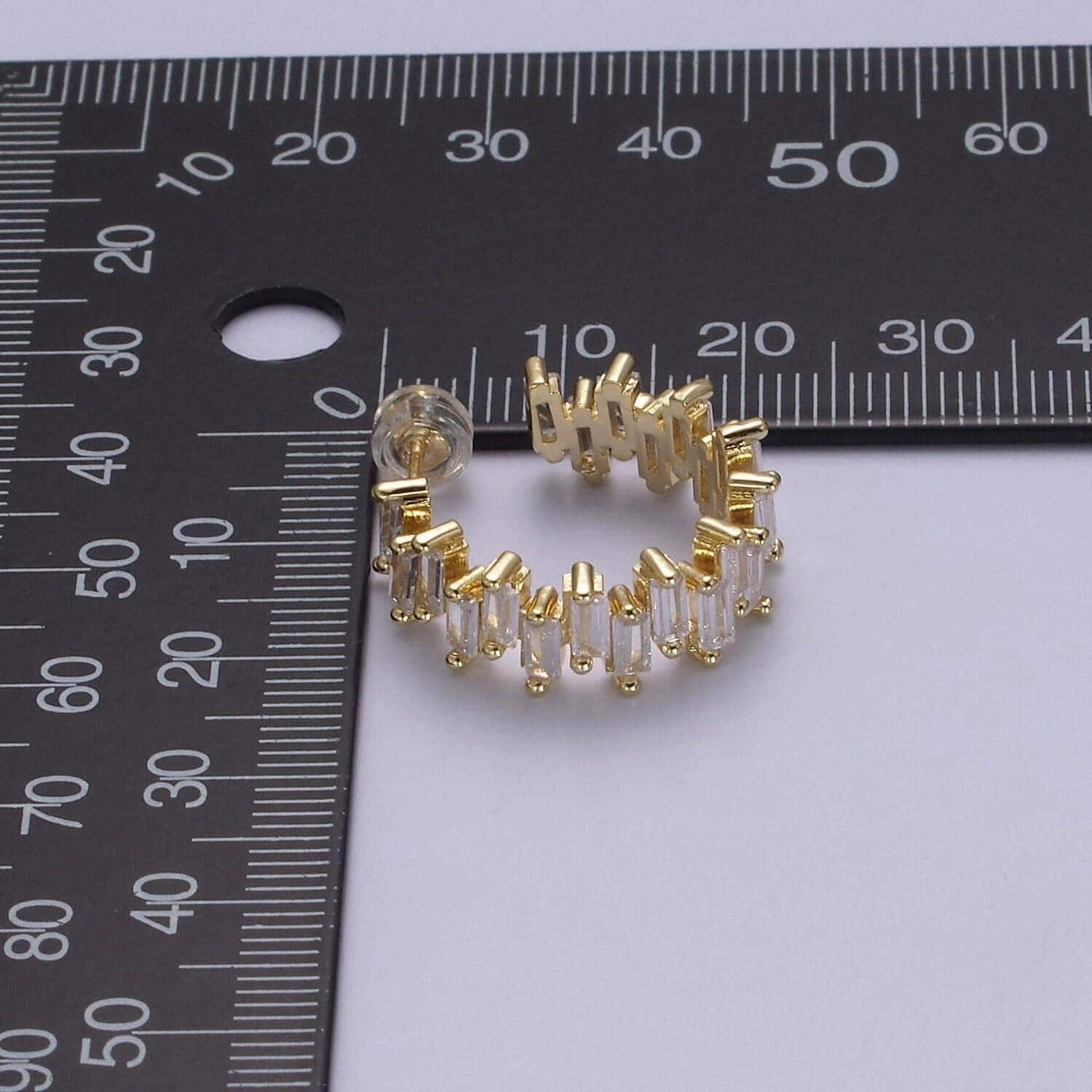 14k gold filled hoop earrings baguette hoop earrings chunky earring cz diamond earrings statement earrings hoop bold earrings t-360