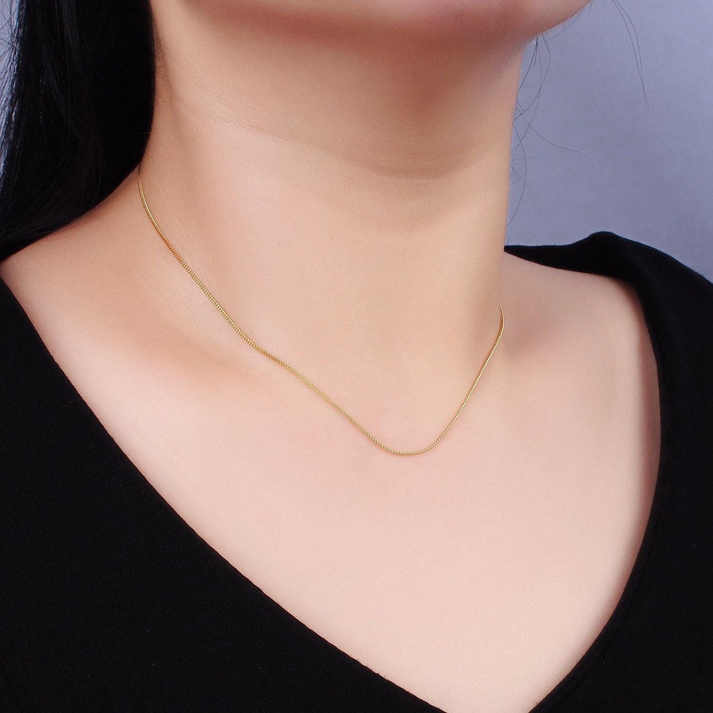 Gold vermeil s925 sterling silver 1mm curb chain 16 , 18 inch layer chain necklace | wa-2151