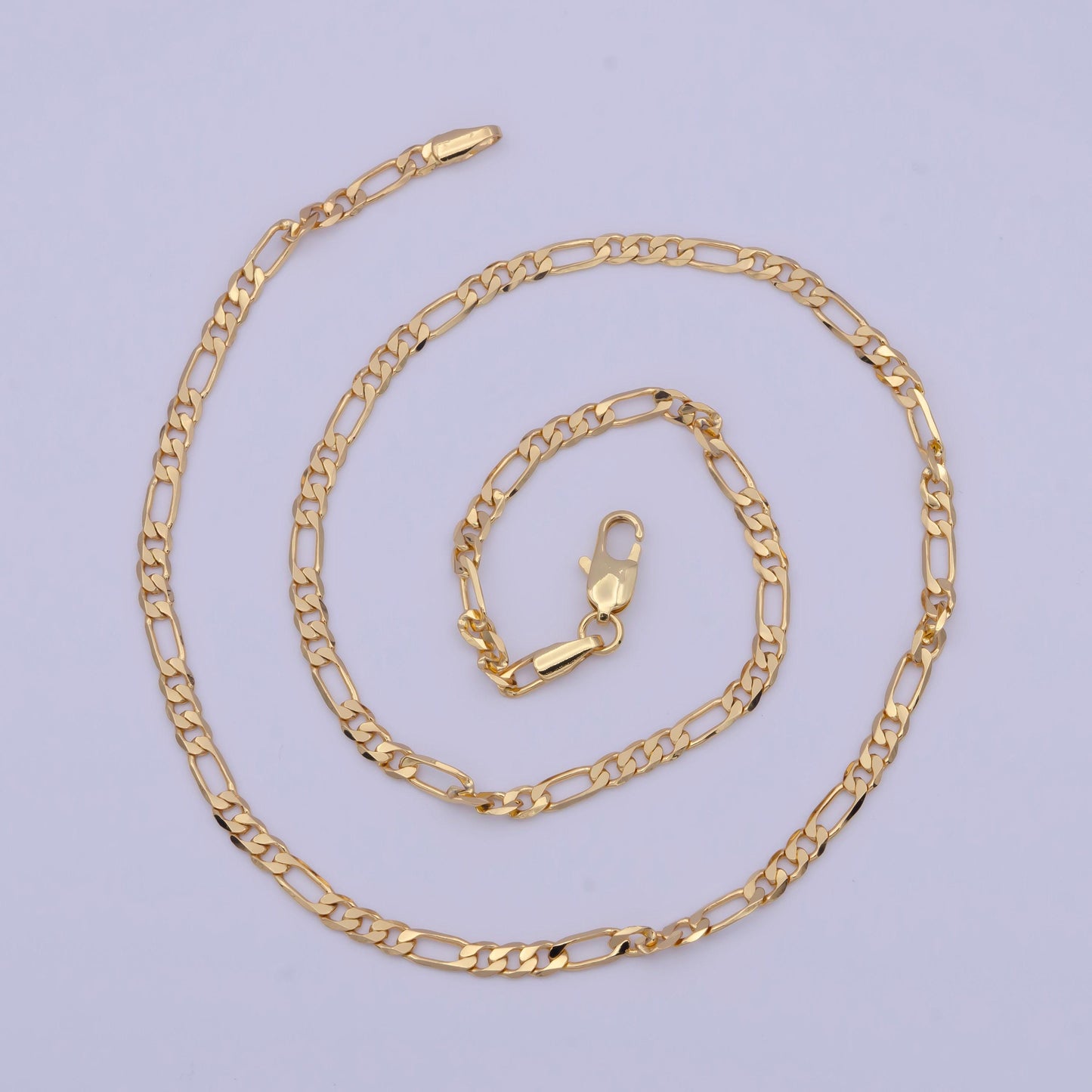 3.2mm gold figaro link necklace, 24k gold filled 17.8" figaro chain ready to wear necklace | wa-1144