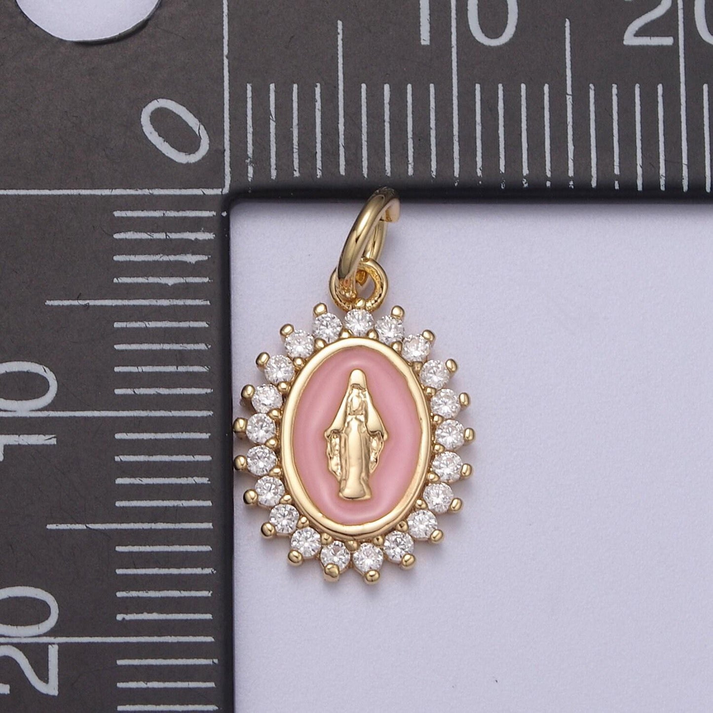 Gold filled miraculous lady charm virgin mary our lady of lourdes catholic bijoux jewelry supply for necklace bracelet earring n-272