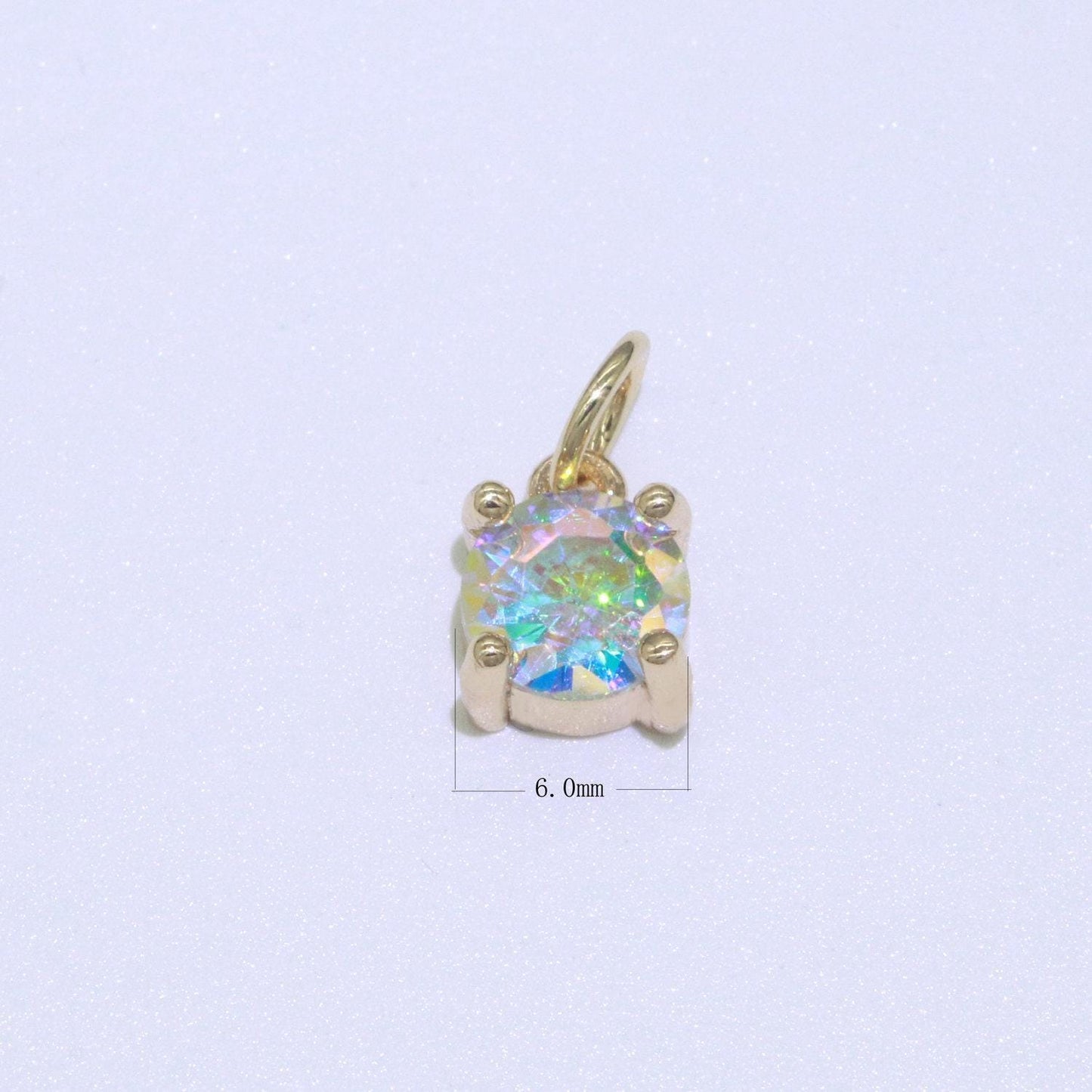 Mini gold filled charms circle star heart cz pendant ab rainbow cz charm, aurore boreale cubic zirconia charm geometric jewelry supply