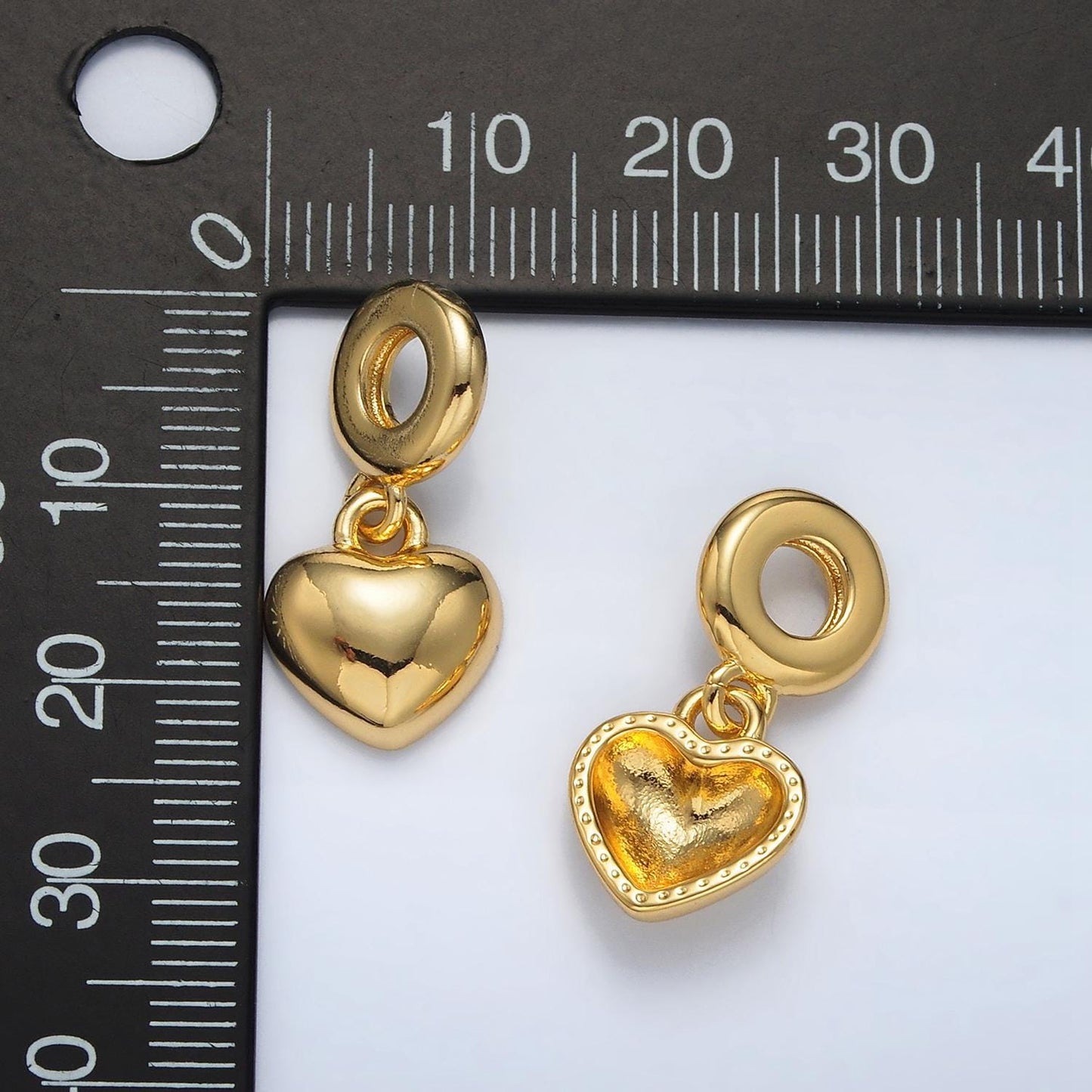 24k gold filled minimal puffy heart rondelle bail pendant | ac-098