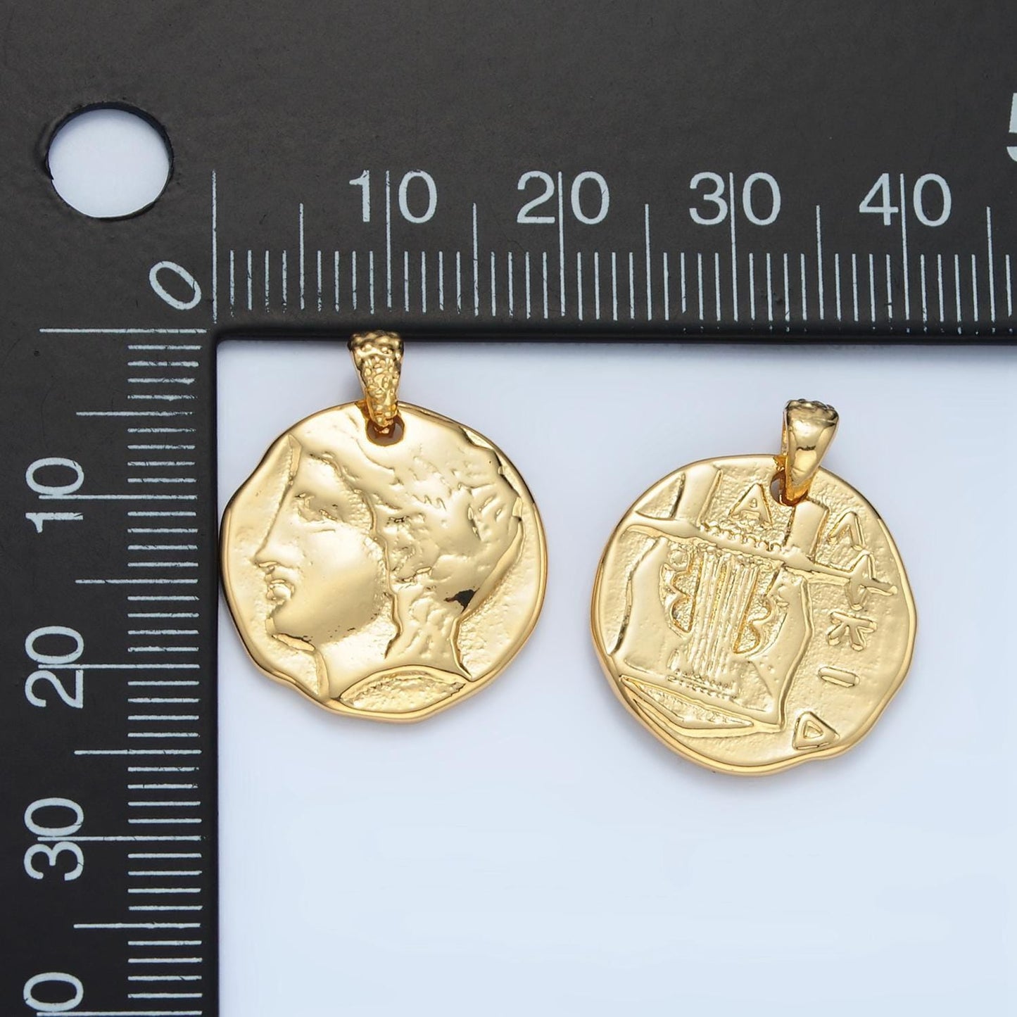 14k gold alexander coin pendant ancient coin pendant, greek emperor coin pendant, fancy diy jewelry, warrior pendant i523