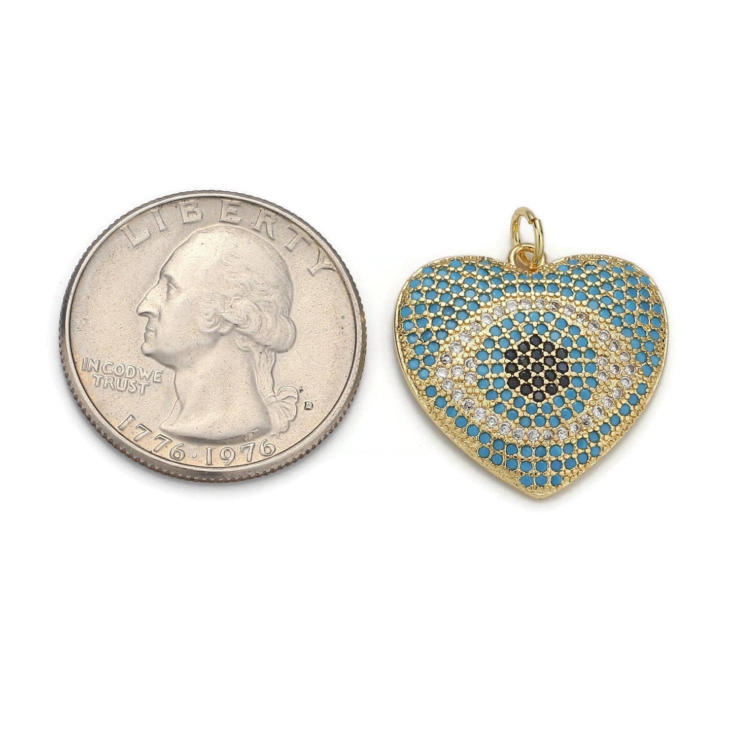 1pc 24k gold micro pave cz heart pendant charm, eye in heart micro pave cz pendant charm, pendant, for diy jewelry-1061