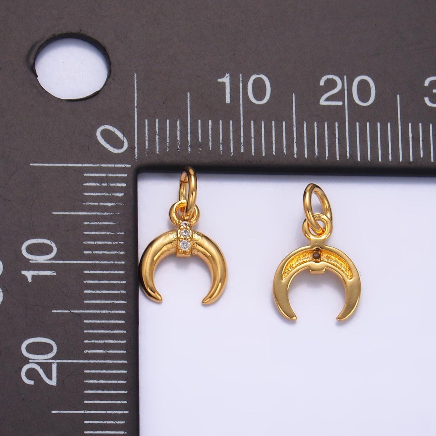 Tiny crescent moon mini horn charm upside down tusk moon bohemian boho c shape curve in gold filled w319
