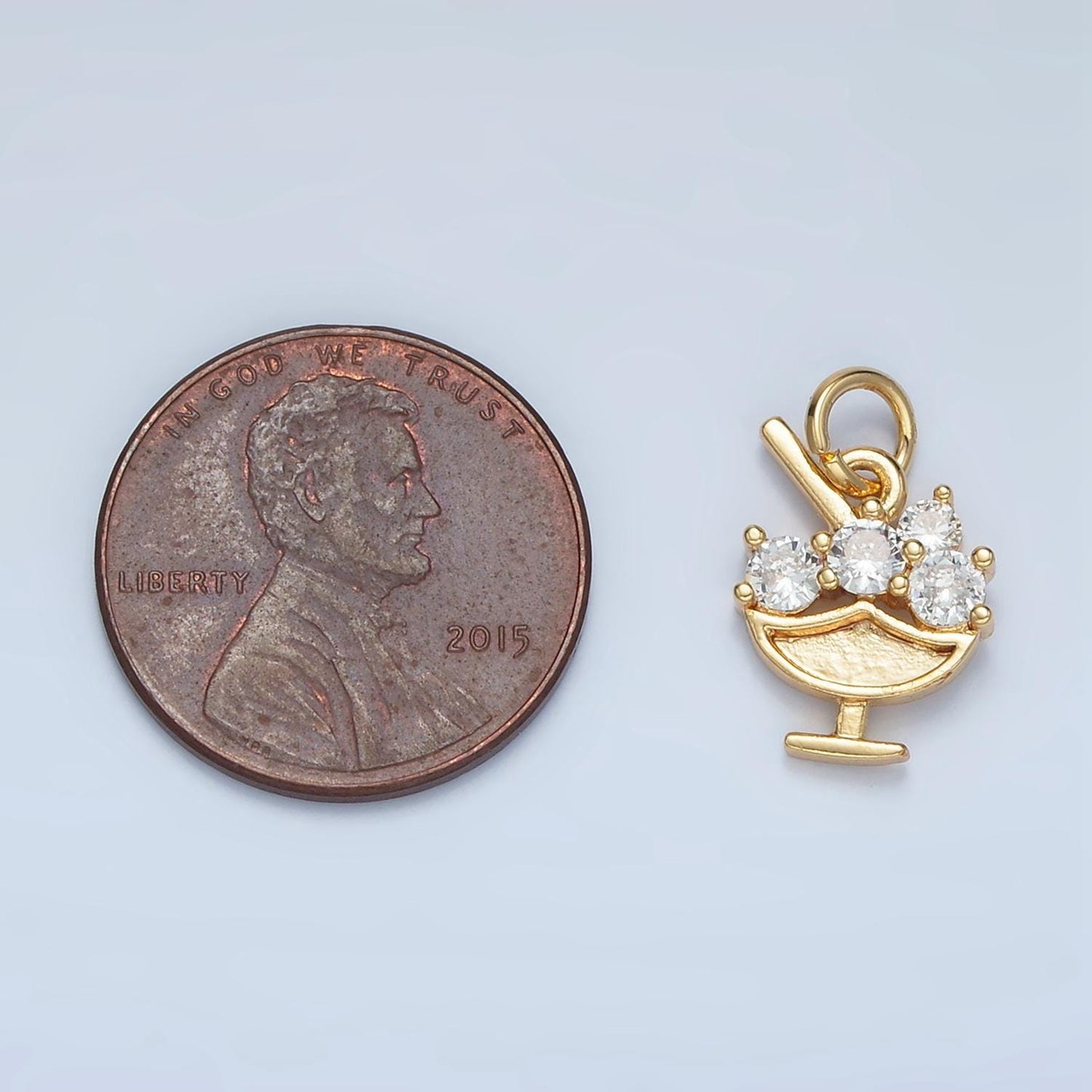 Mini 14k gold filled micro pave cz ice cream pendant charm, sundae ice cream pendant charm, desert pendant, for diy jewelry making n1479