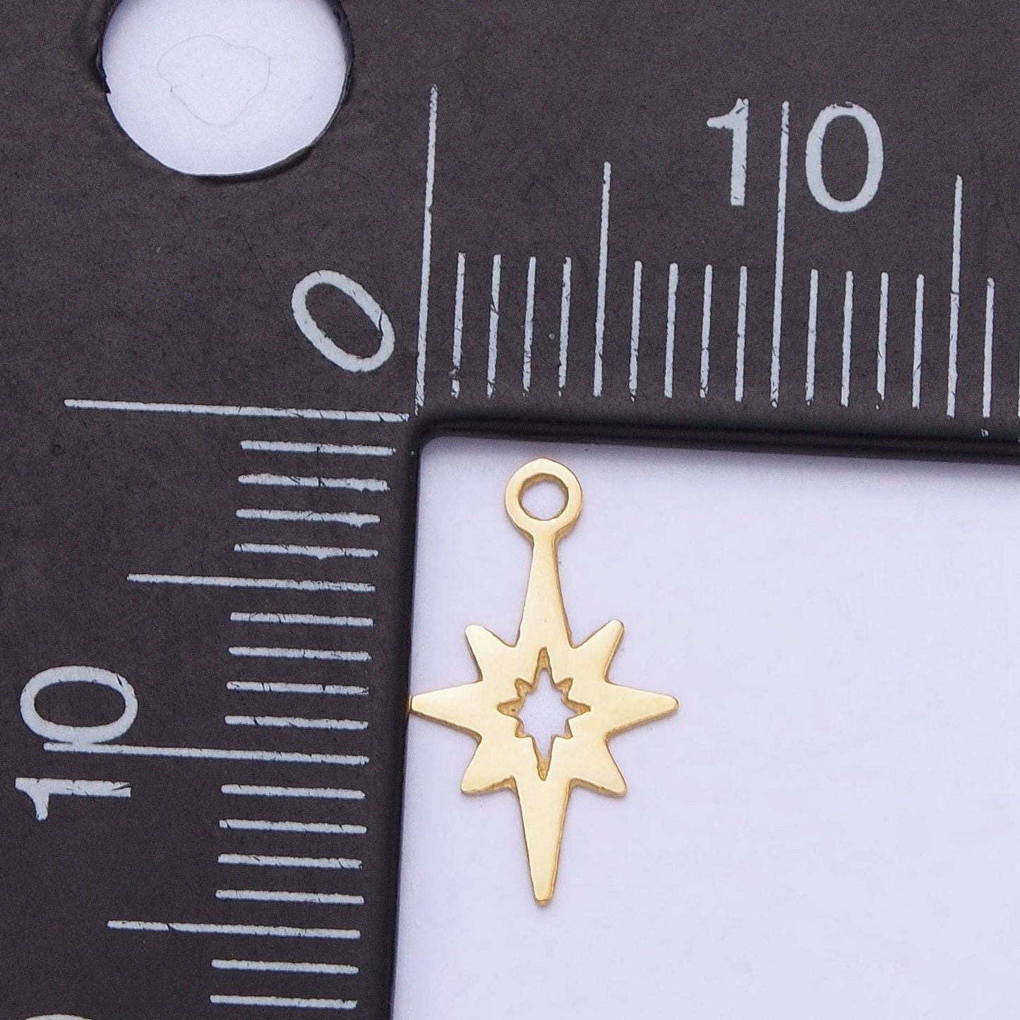 Stainless steel north star charm, starburst pole star pendant laser cut celestial findings lead nickel free tarnish resistant charm p-902
