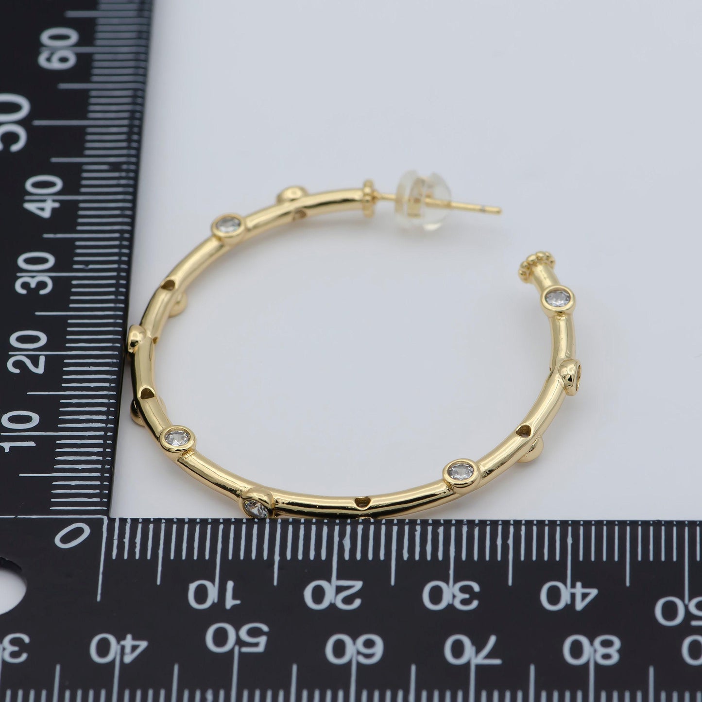 1 pair zirconia hoop earring - cz hoop - -elegant earring -dainty earring - minimalist jewelry- delicate earring