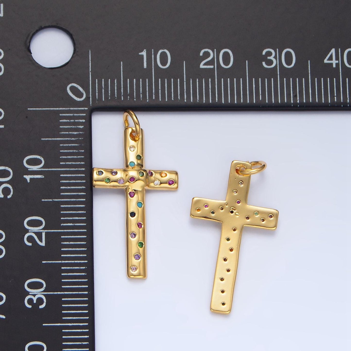 Multi color cz cross charm pendant 24k gold filled charm religious jewelry bracelet necklace making x606