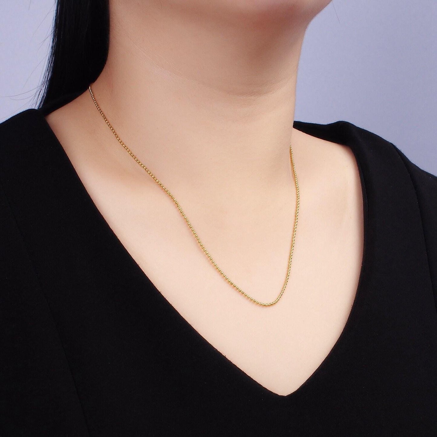 Dainty gold stainless steel ball chain necklace beaded ball chain military tag necklace jewelry supplies wholesale chain 18 inch | wa2480