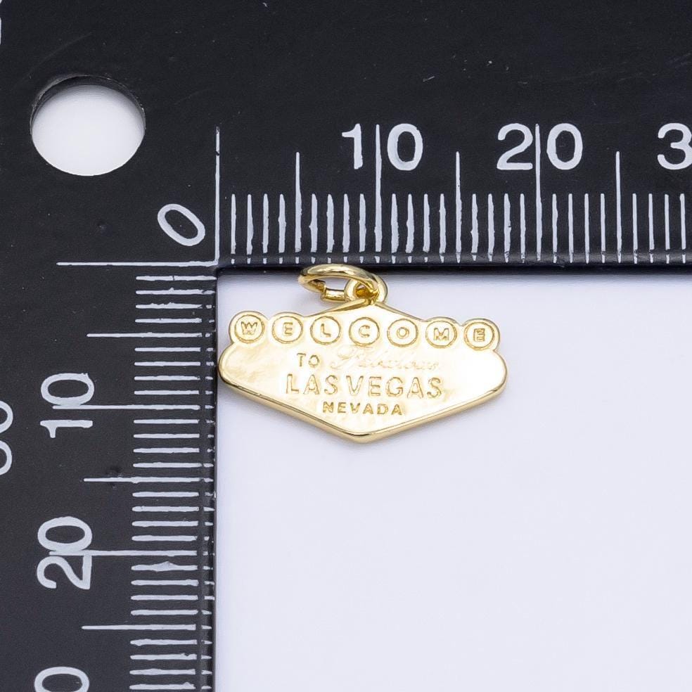 Dainty gold filled welcome to las vegas charms for bracelet necklace girl dangle charm travel charm gift idea