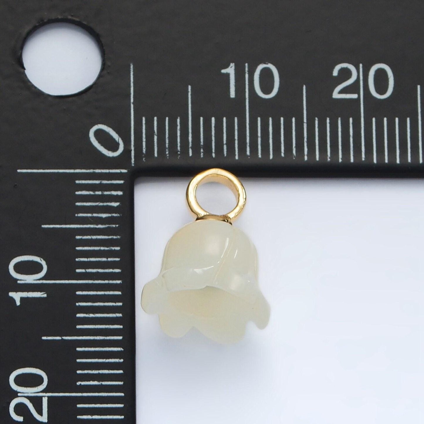 16k gold filled shell pearl 14mm tulip flower charm | p-1861