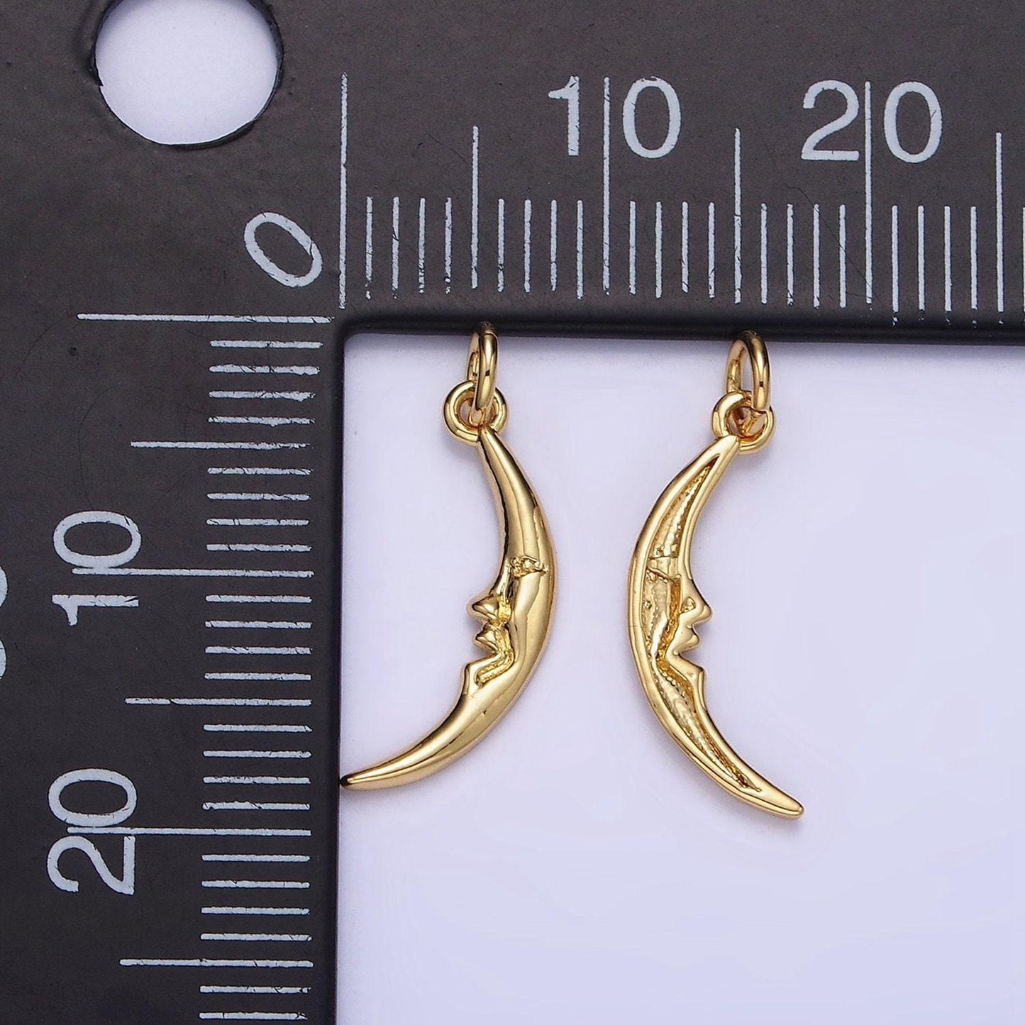 14k gold filled dainty moon with a face | ag-637
