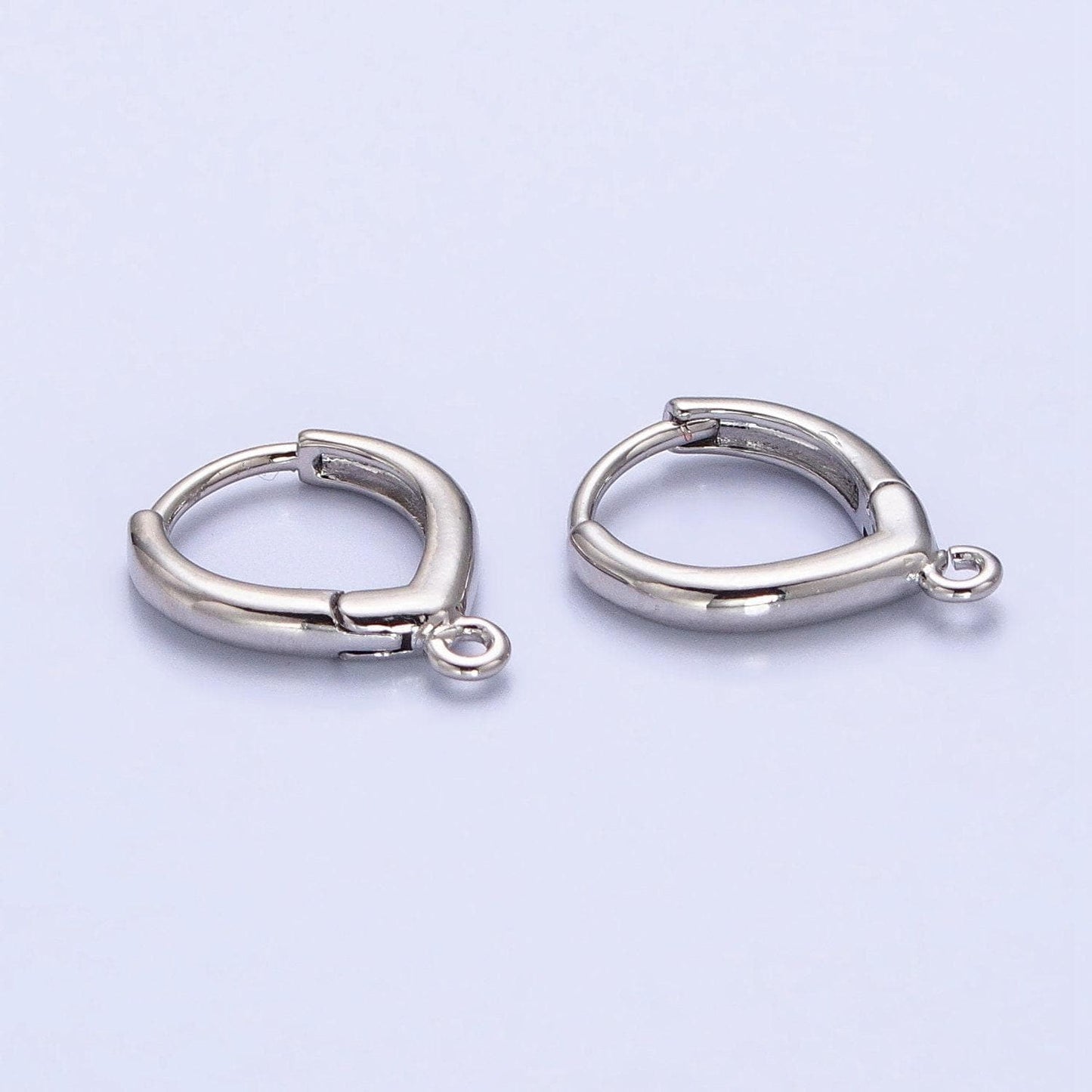 24k gold plated teardrop-shaped hoop huggie w/ open link lever hoop earring making, 15.1mmx12.0mm, earring charm making findings | l-814