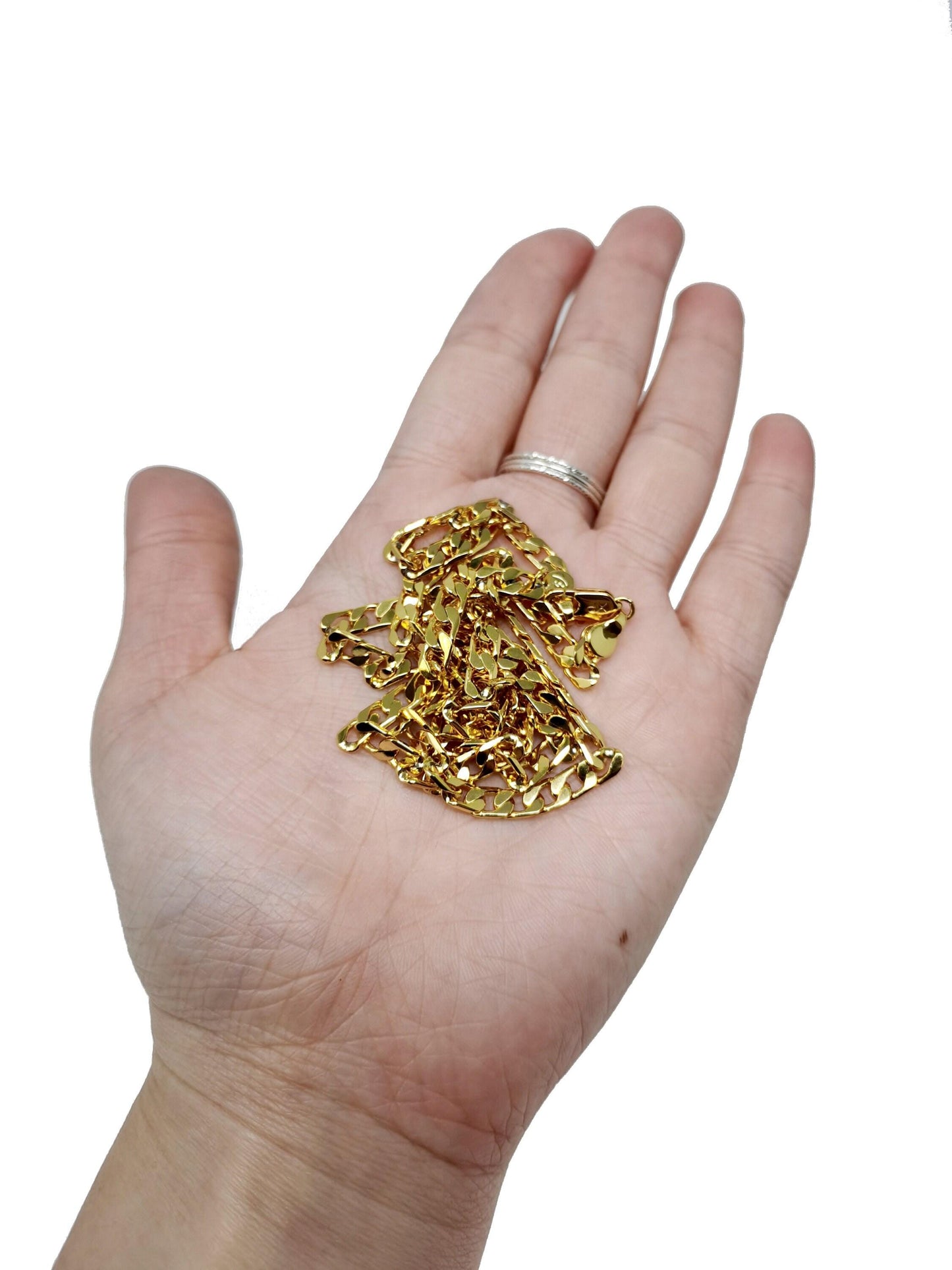 1pc 19.9'' ready to use 24k gold cuban curbnecklace chainlayer cuban curb chain dainty necklace,forpendant charm necklace making, 965