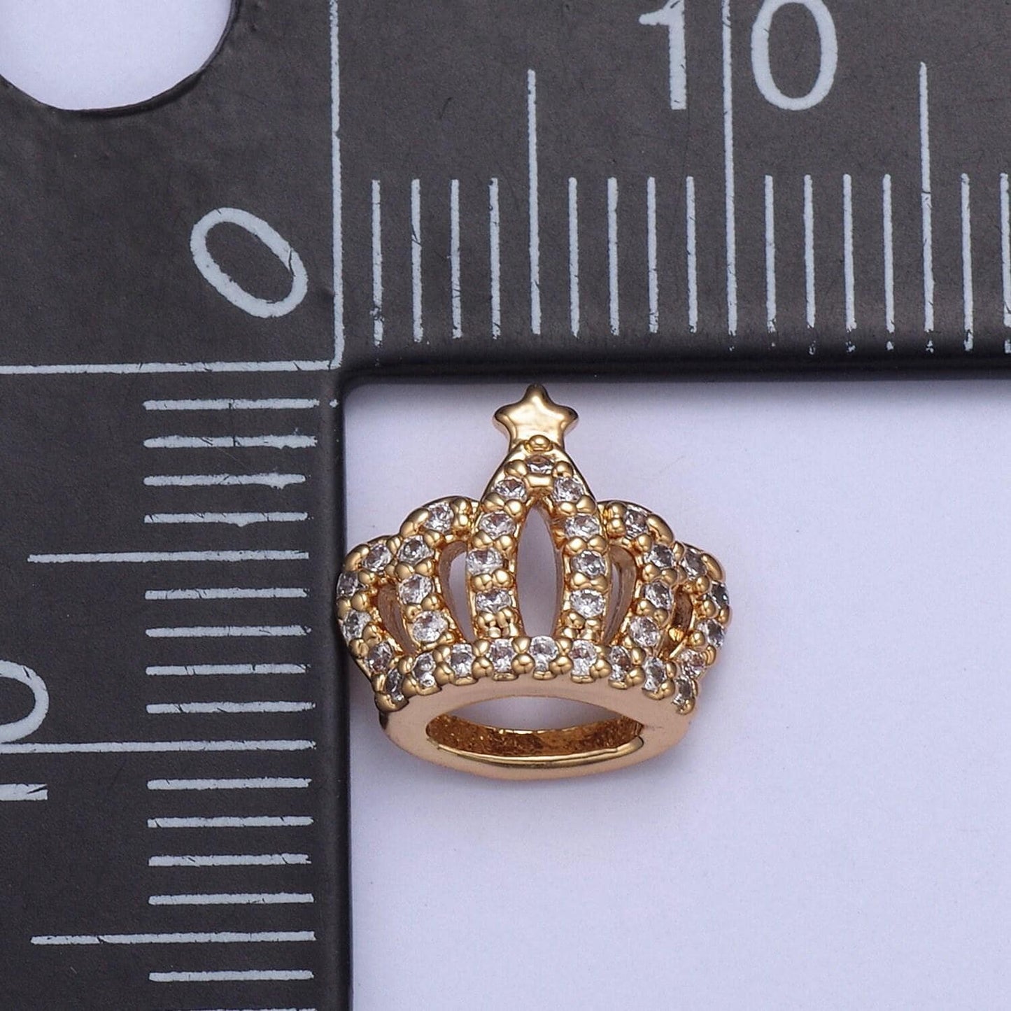 Dainty queen princess crown tiara with star cz pendant charm, micro pave gold filled charm for earring bracelet necklace - n426