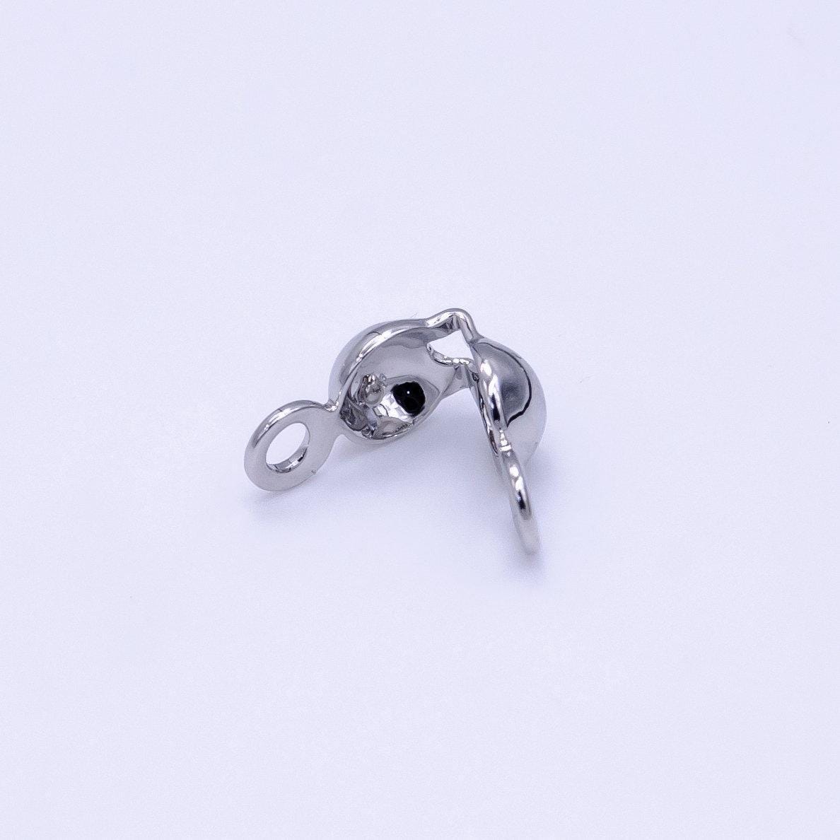 1x gold clamshell end tip beads 3.9mm diameter, ball chain clasps gold clasp for connector ball chain crimp beads l-166