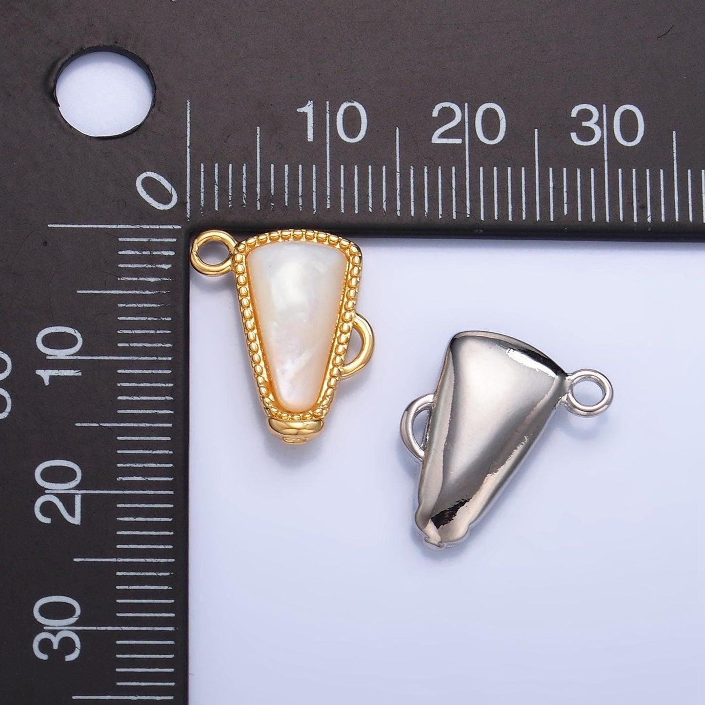 Pearl megaphone charm 24k gold filled cheerleader charm inspired sport cheer cheerleading dance sports pendant for bracelet necklace w050
