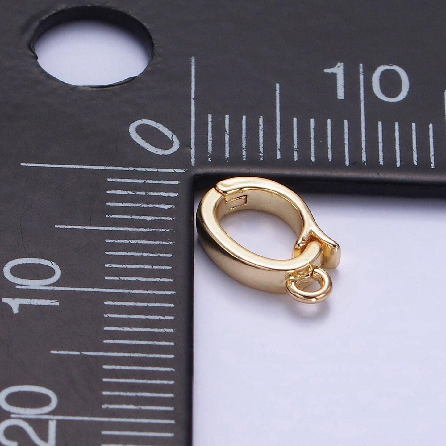 Gold open circle push in clasp with loop finding enhancer, round clasp for charm jewelry making supply l-664