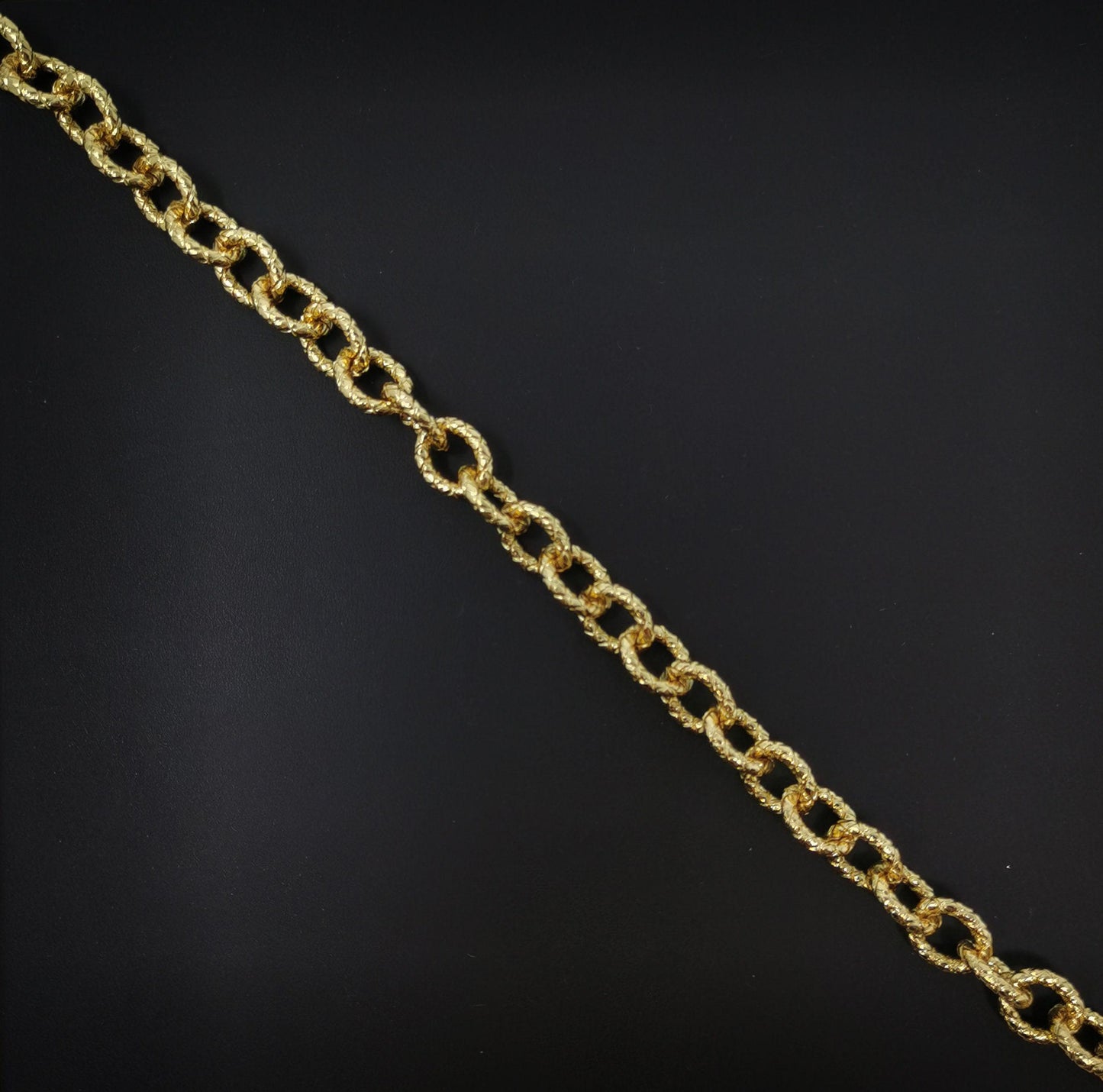 24k gold rolo cable chain by yard, oval link chain, wholesale bulk roll chain for jewelry making, thickness 2mm, roll-64
