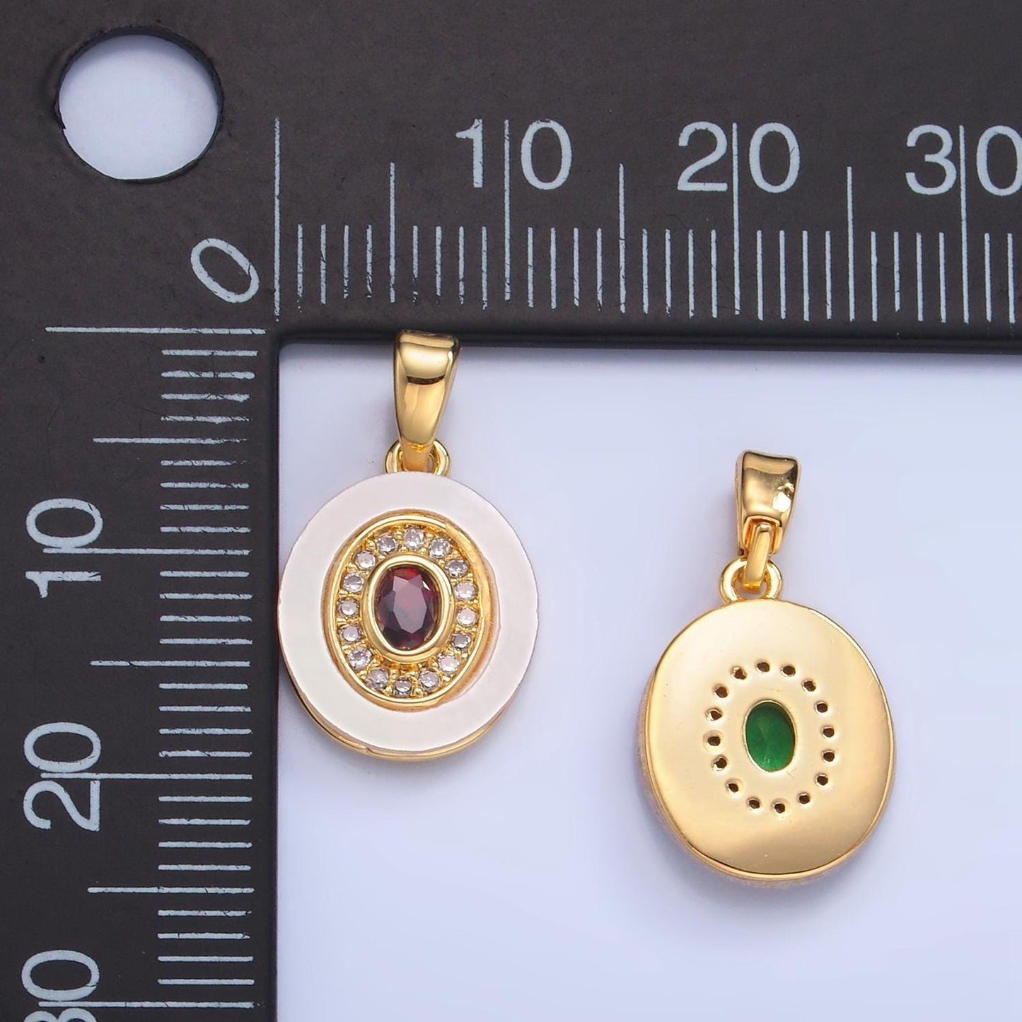 Colorful cz evil eye freshwater pearl gold bezel charm evil eye oval shaped gold filled pendant | f769