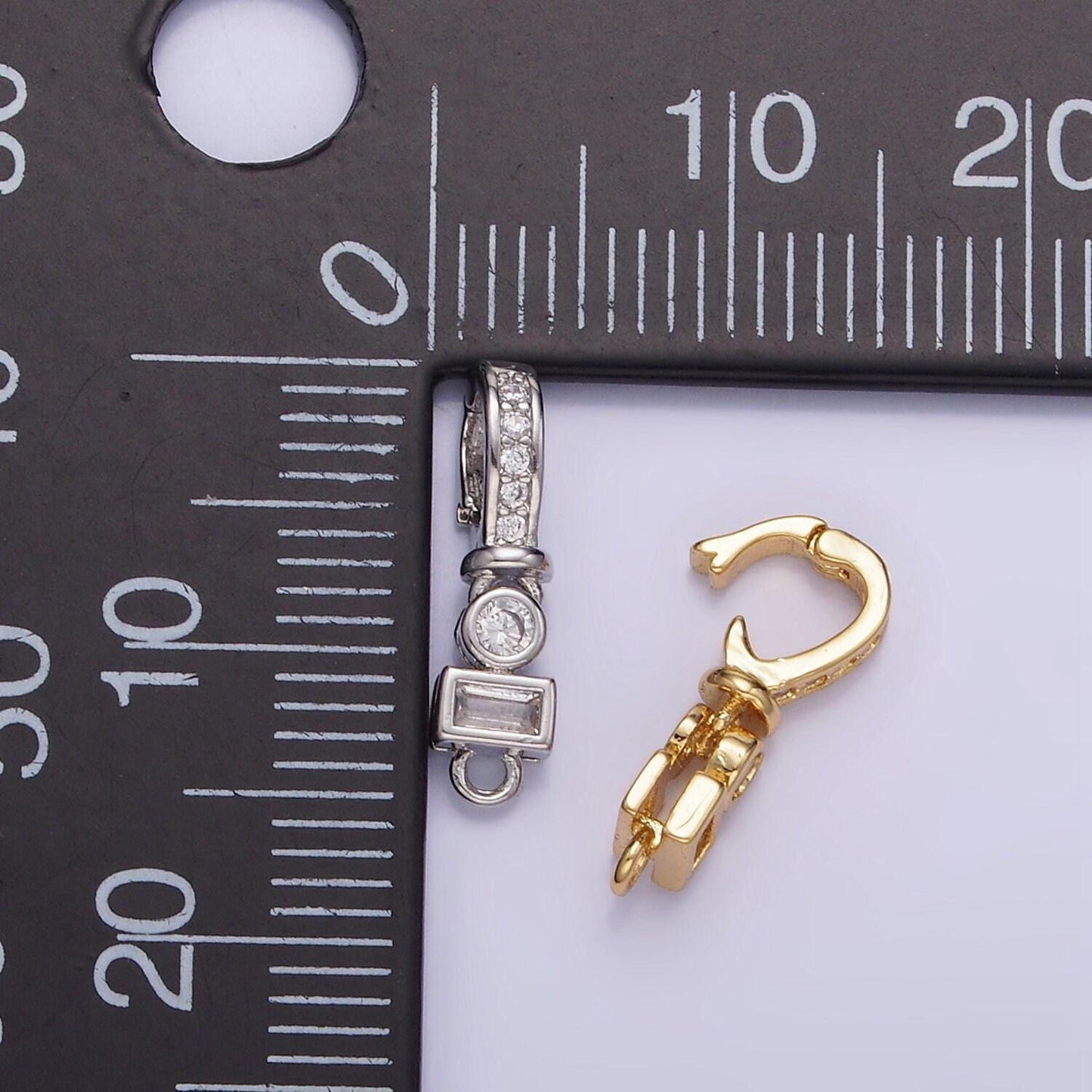 Dainty cz pave gold removable bail silver pendant enhancer clasp bail clasp for charm z720