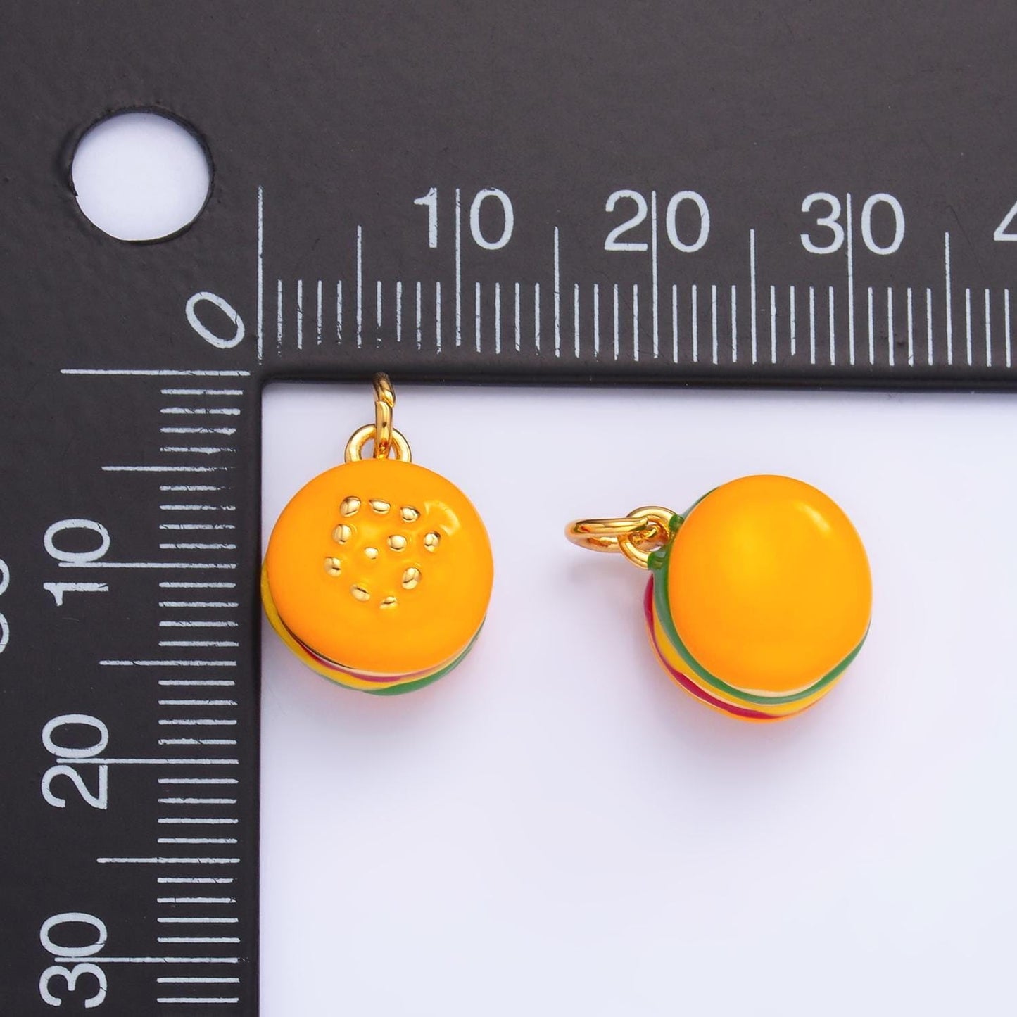 3d kawaii burger charm cheese burger enamel charm for bracelet earring necklace junk food jewelry inspired supply | w343