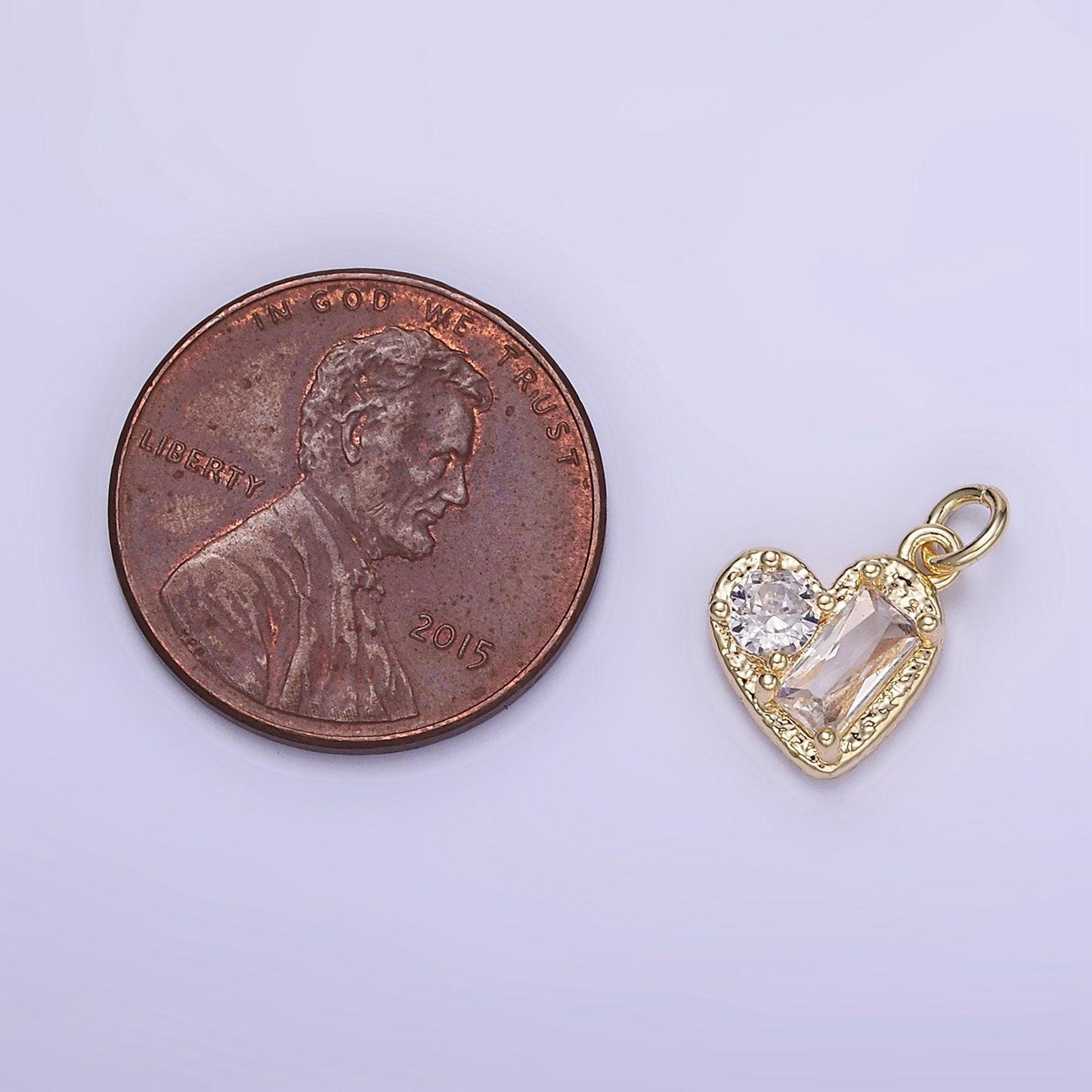 Tiny heart charms cubic zirconia hollow dainty love pendant wholesale bulk diy jewelry findings w547