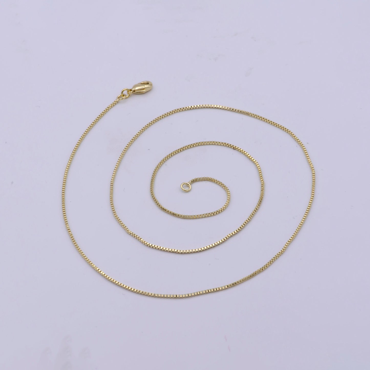 1pc 18'' ready to wear gold square box chain necklace, layering dainty box chain for jewelry making with pendant charm, wa-421