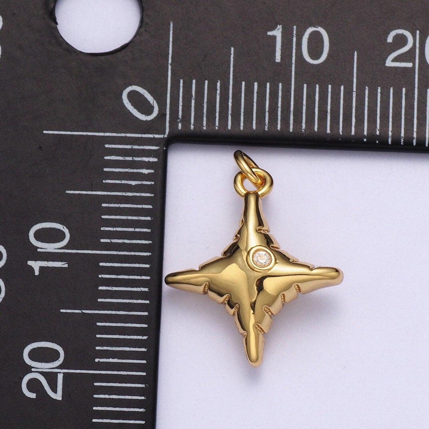 Dainty cz north star balloon pendant, 24k gold plated micro pave cz bright polaris balloon charm for bracelet necklace | ag109