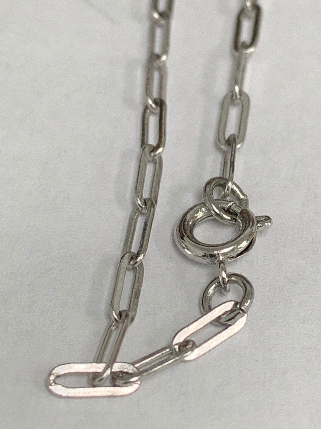 1pc 17.9'' ready to use white gold thin rolo necklace chain, small paperclip chain dainty necklace, for pendant charm necklace, 1009