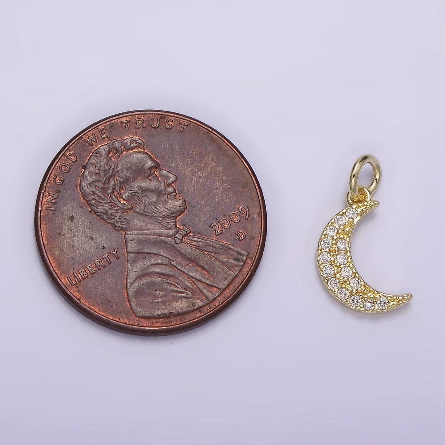 14k gold filled celestial crescent moon micro paved cz charm | ag254