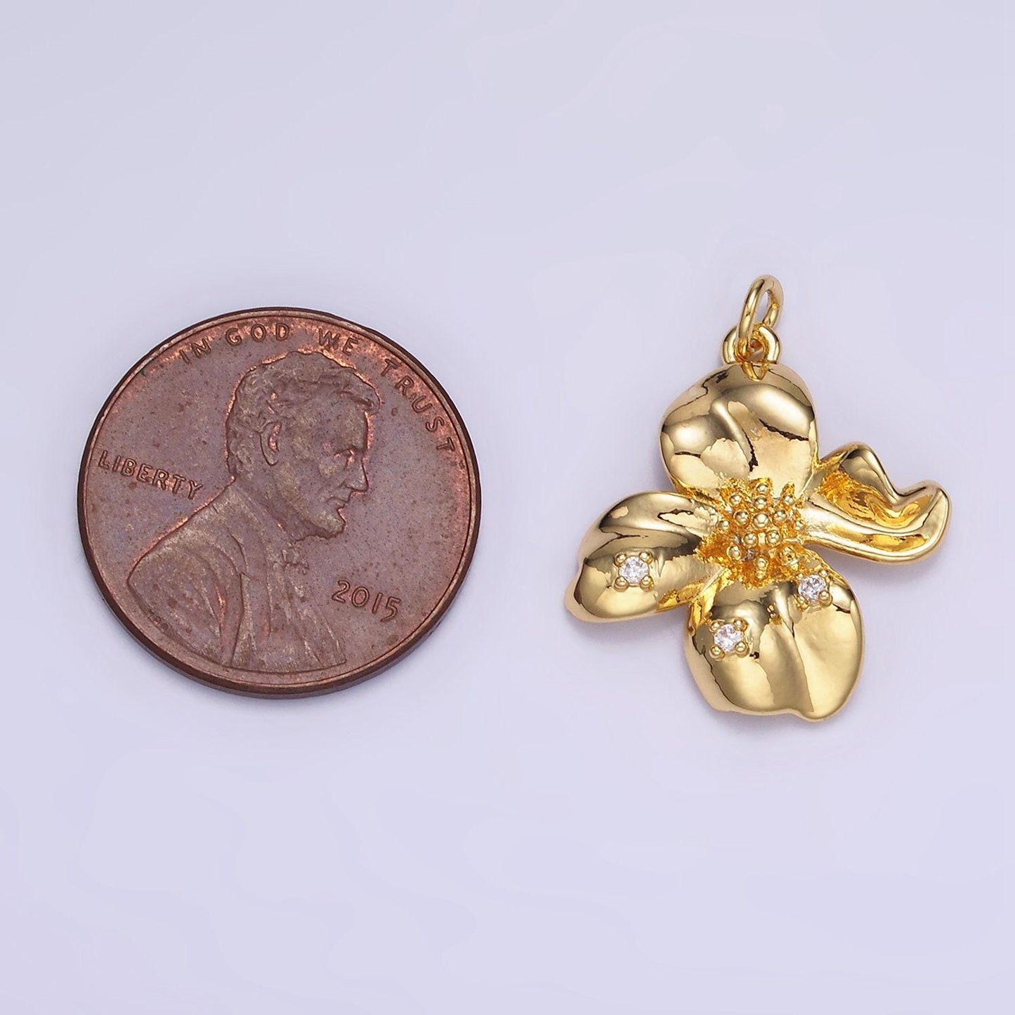 14k gold filled abstract molten flower charm minimalist floral pendant spring garden summer jewelry inspired | c242