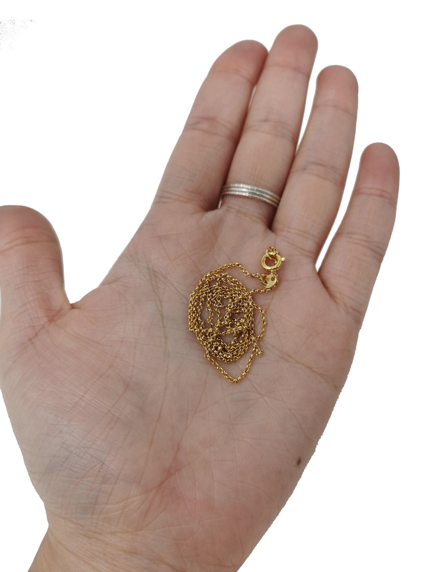 17.7'' ready to use 24k gold thin rolo necklace chain, layering rolo chain dainty necklace, for pendant charm necklace making, 443