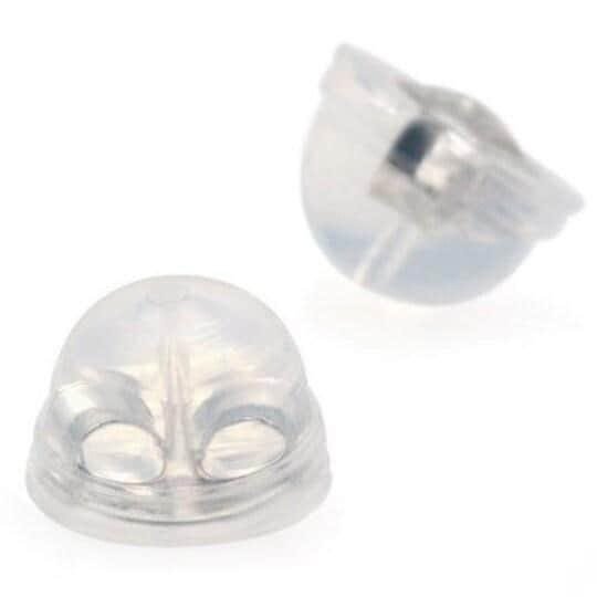 10 pair gold silicone backs backs silicone ear stud back stoppers earring clutch padded mushroom safety grip backing hypoallergenic silver
