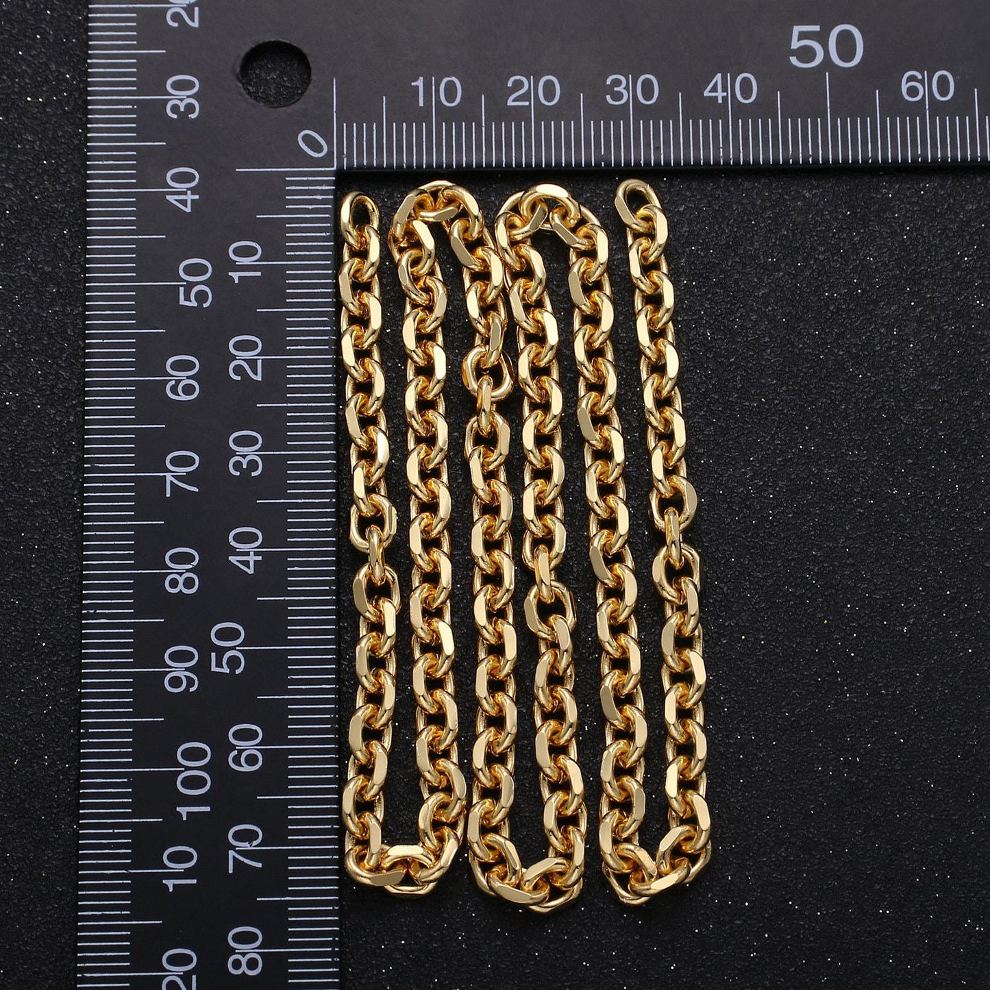 Gold rolo cable chain by yard, chunky cable rolo chain wholesale bulk roll chain for diy jewelry 5x5mm,235