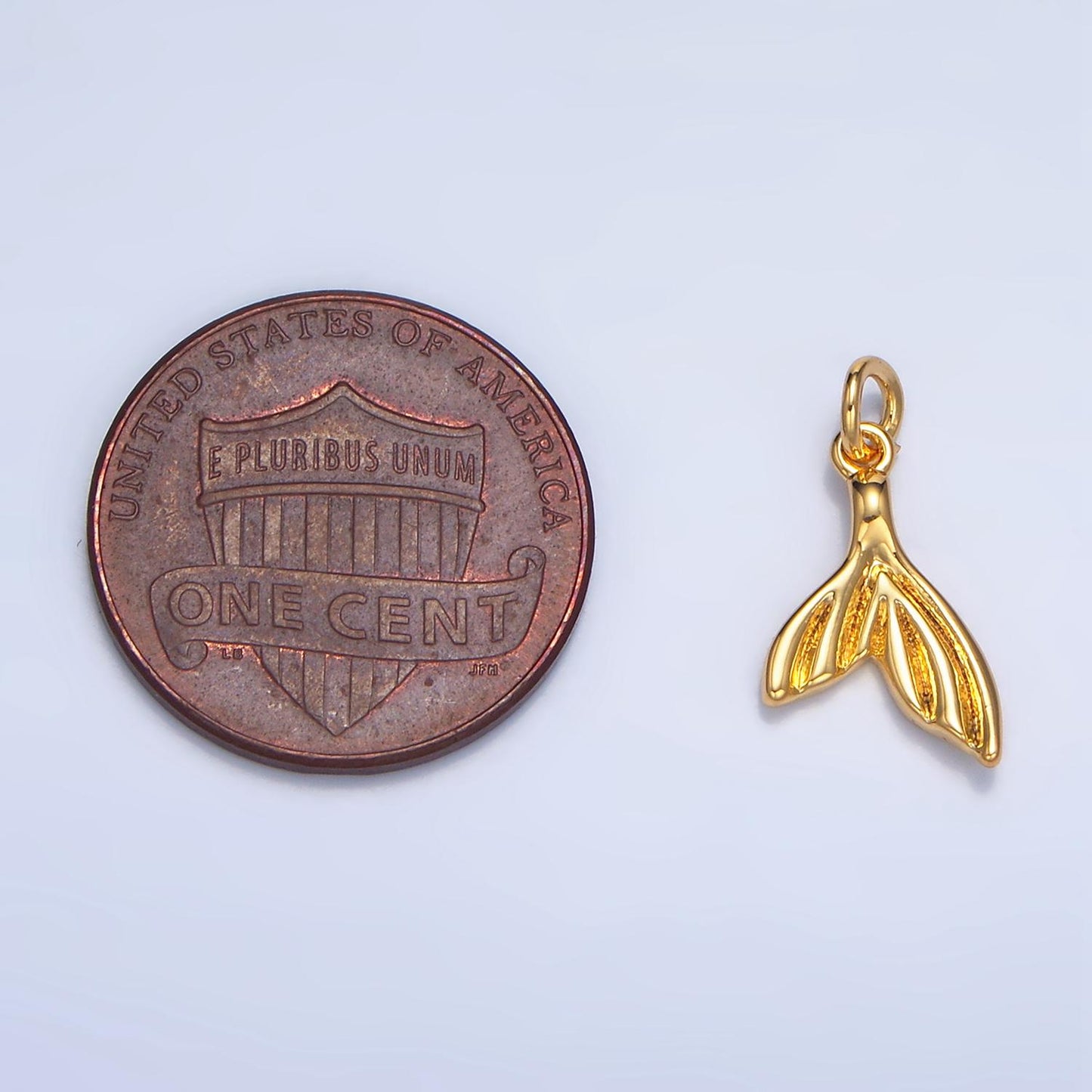 Minimalist geometric whale tail 24k gold filled ocean animal charm | w-086