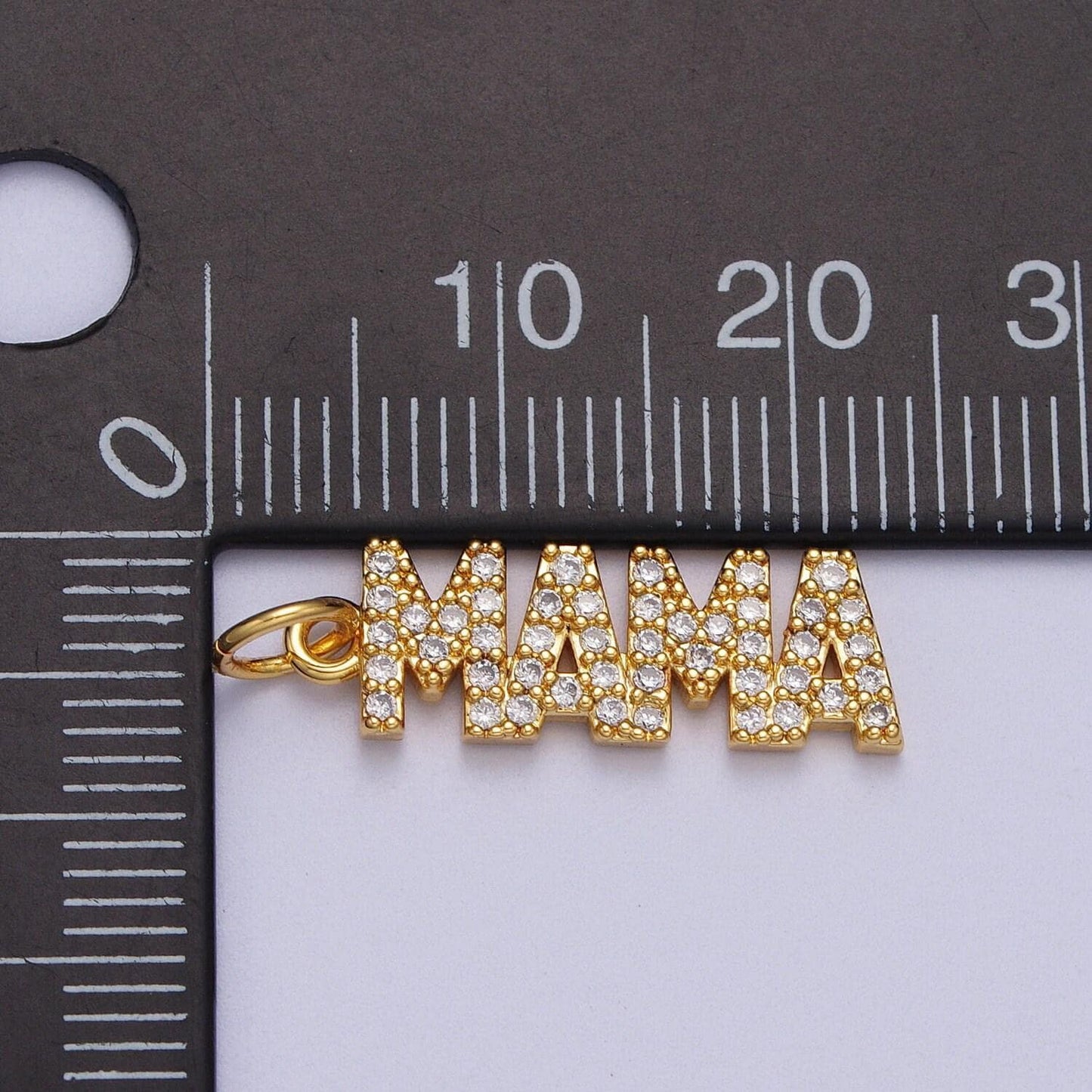 Dainty cubic gold mama charm for bracelet necklace earring component diy jewelry making supply cz word charm minimalist jewelry ac547