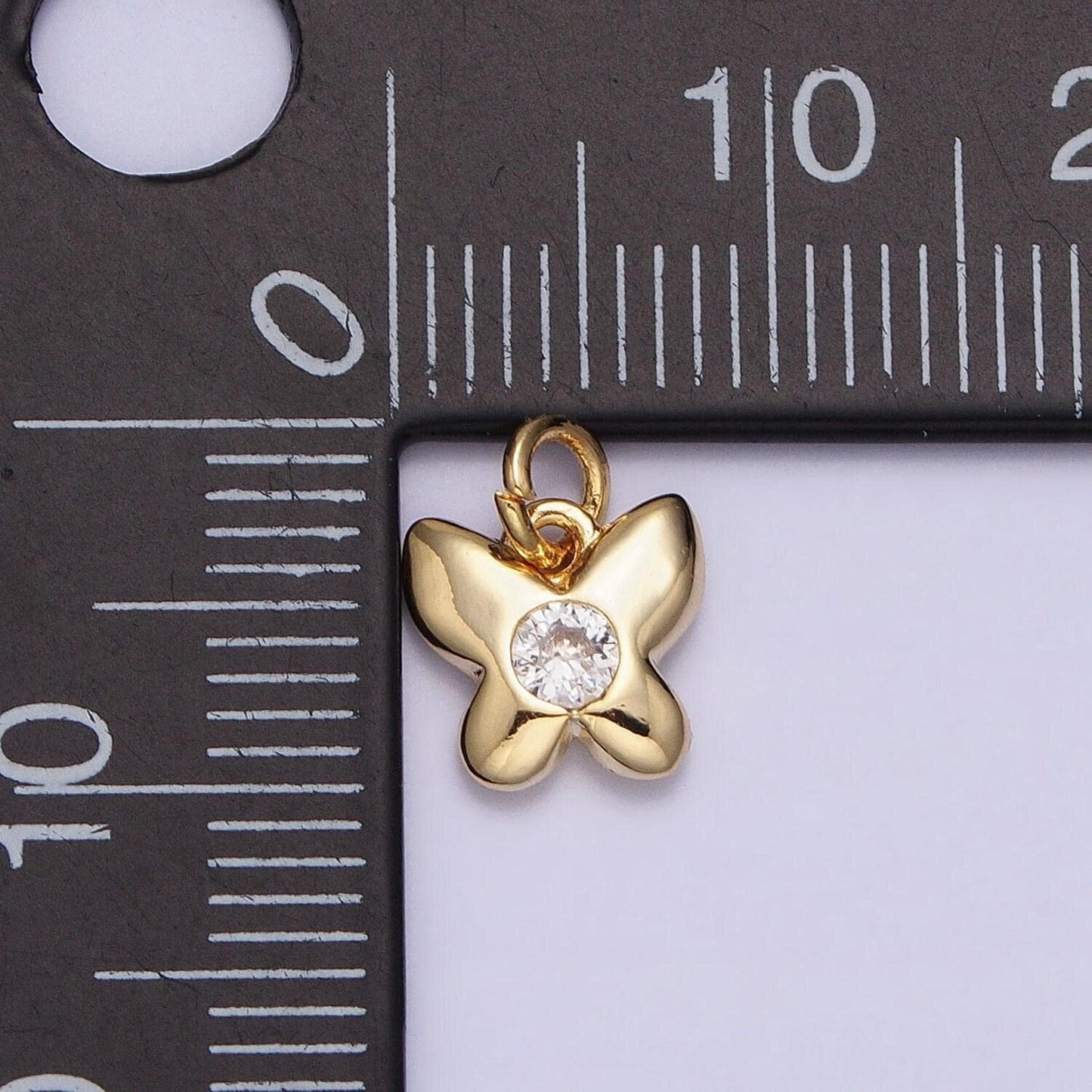 16k gold filled butterfly mariposa round clear cz add-on mini charm | ac1158